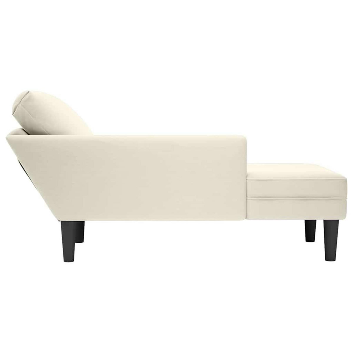 VIDAXL Fauteuil long avec coussin et accoudoir droit creme velours