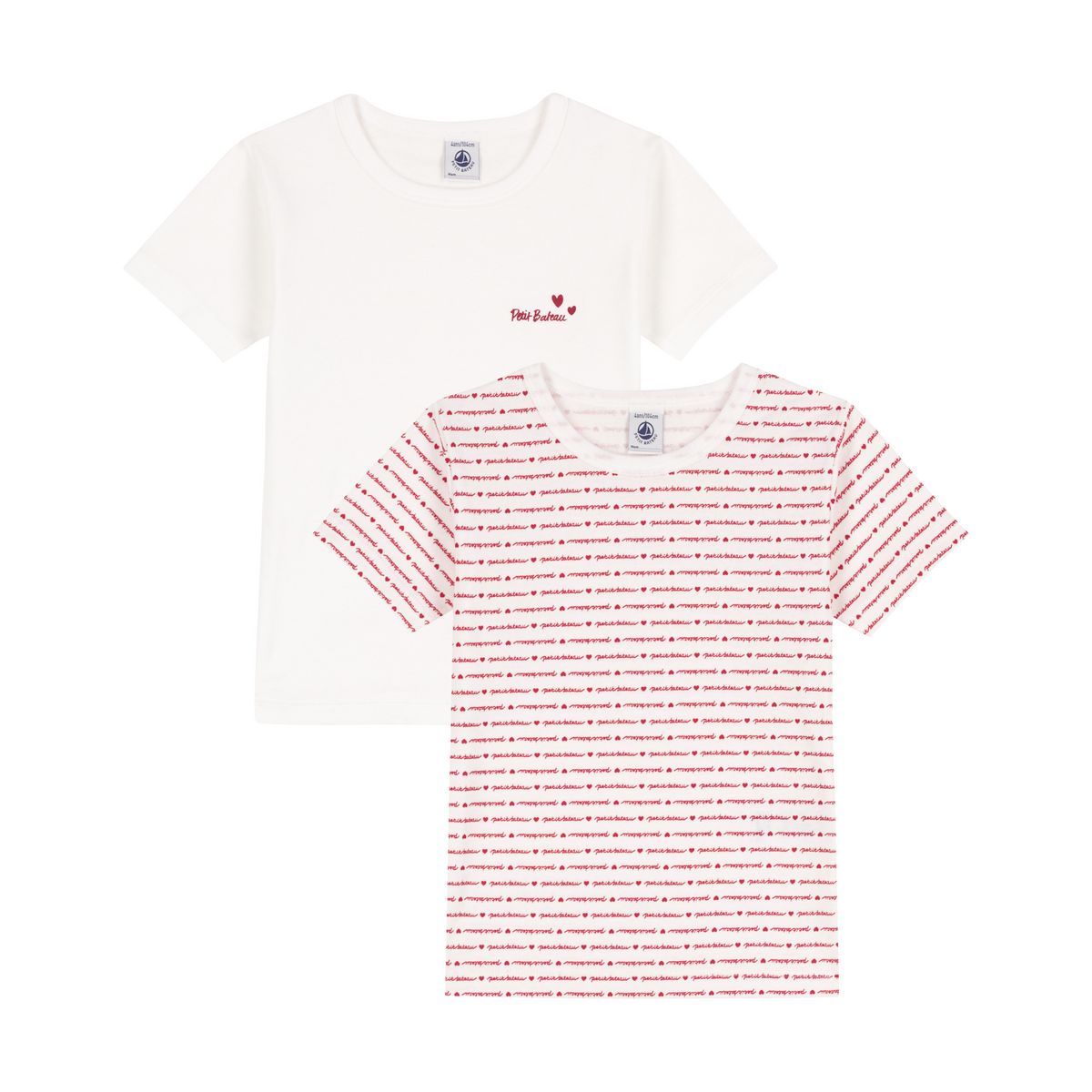 PETIT BATEAU Lot de 2 t-shirts manches courtes c&oelig;urs fille