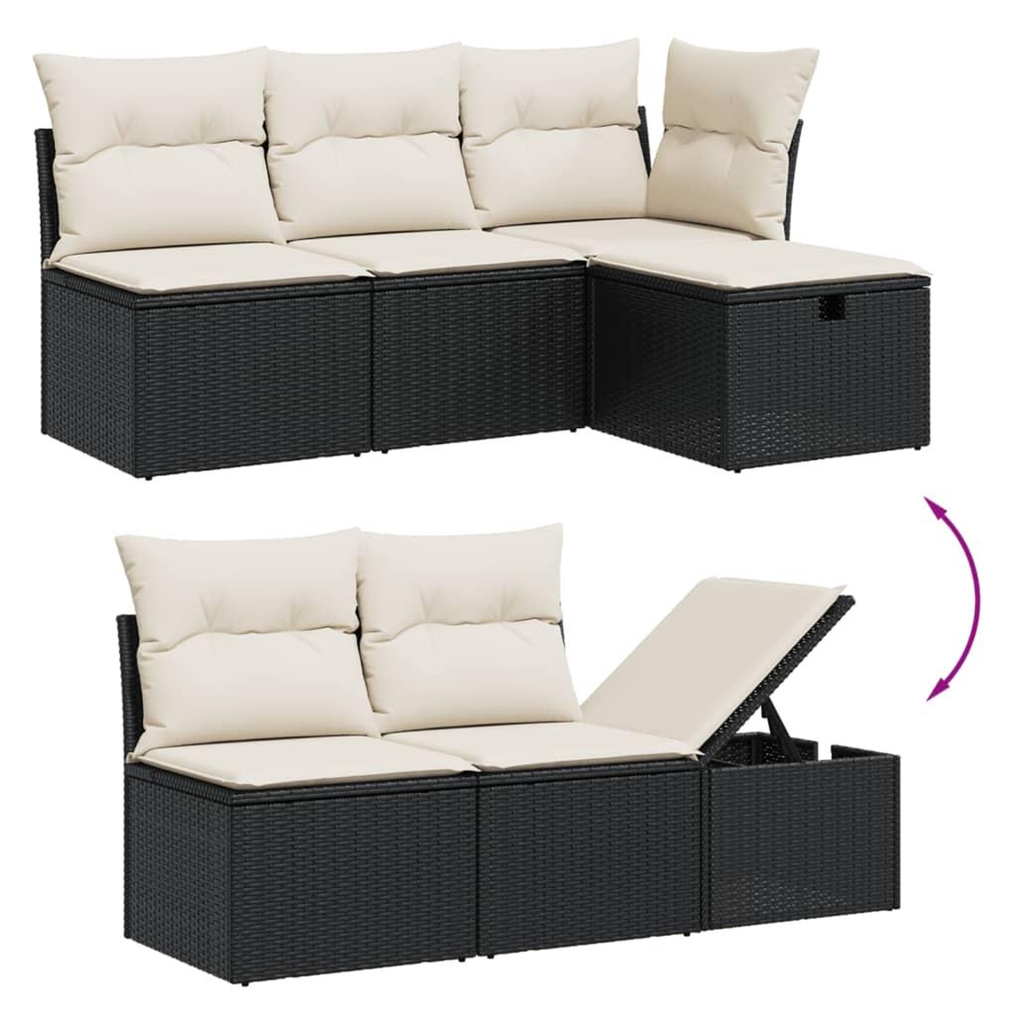 Voir la diapositive 3 : VIDAXL Salon de jardin 6 pcs avec coussins noir resine tressee
