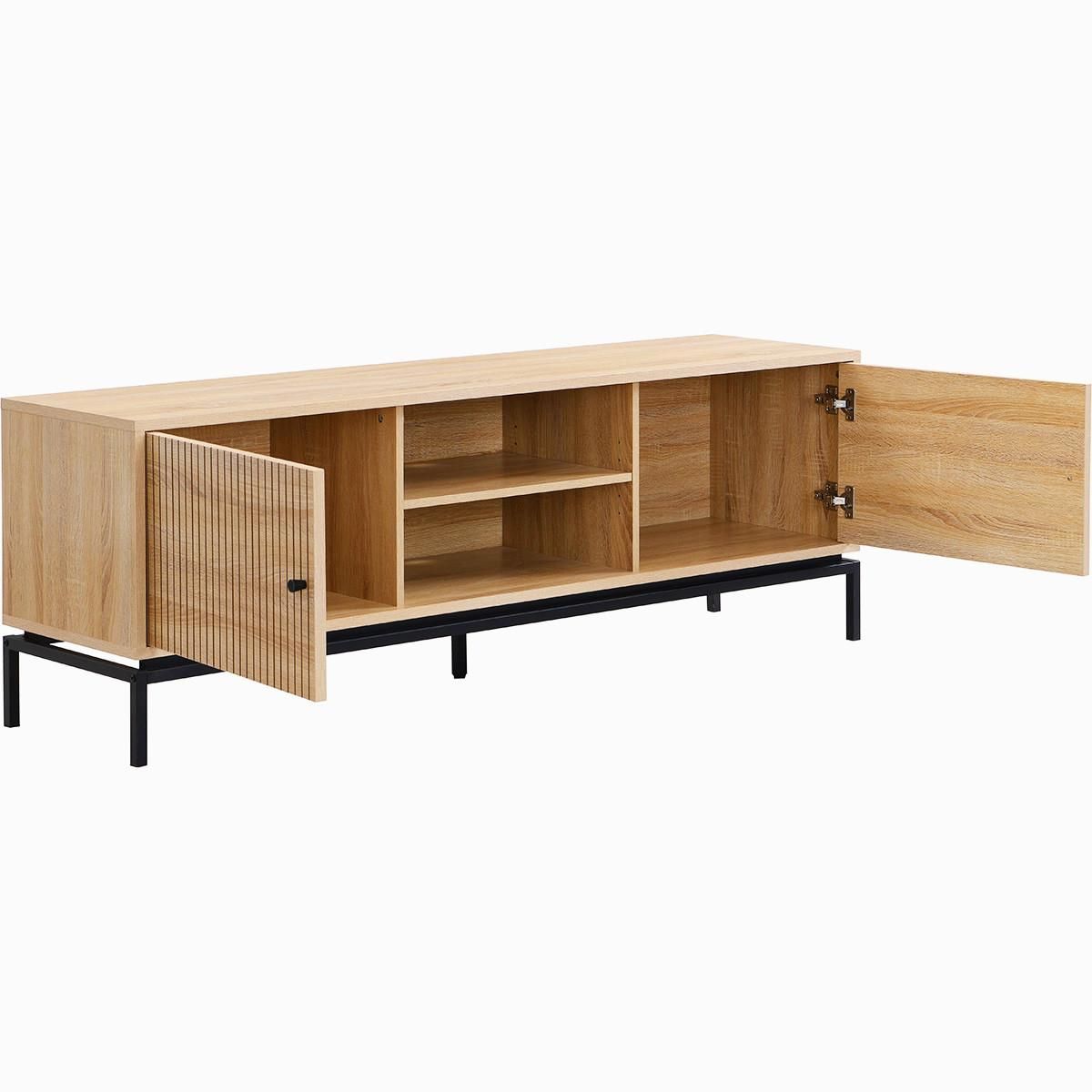 HOMIFAB Meuble TV 2 portes effet bois 160 cm - Talia