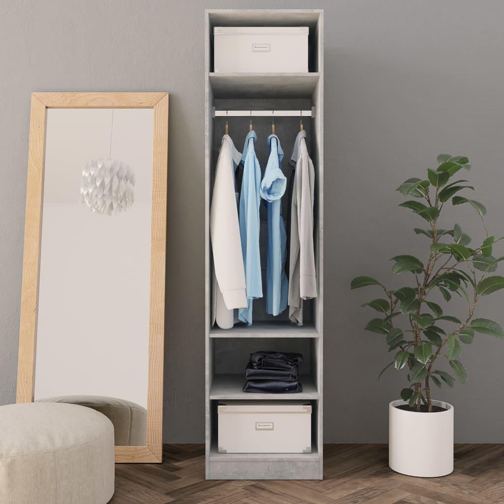 Voir la diapositive 3 : VIDAXL Garde-robe Gris beton 50x50x200 cm Bois d'ingenierie