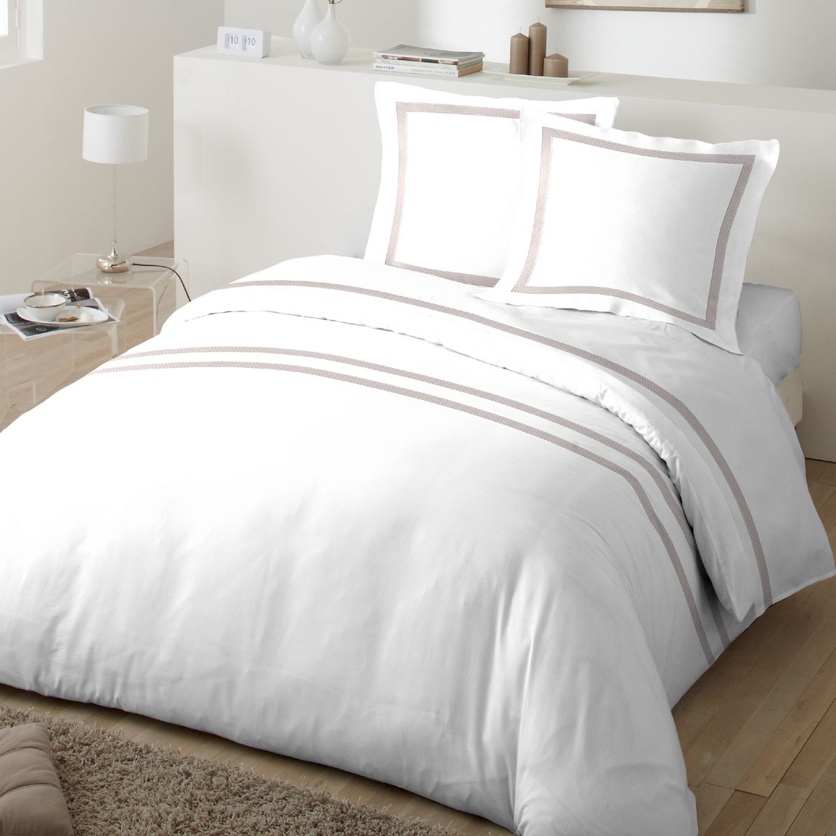 Parure de drap percale de coton ALINA BLANC
