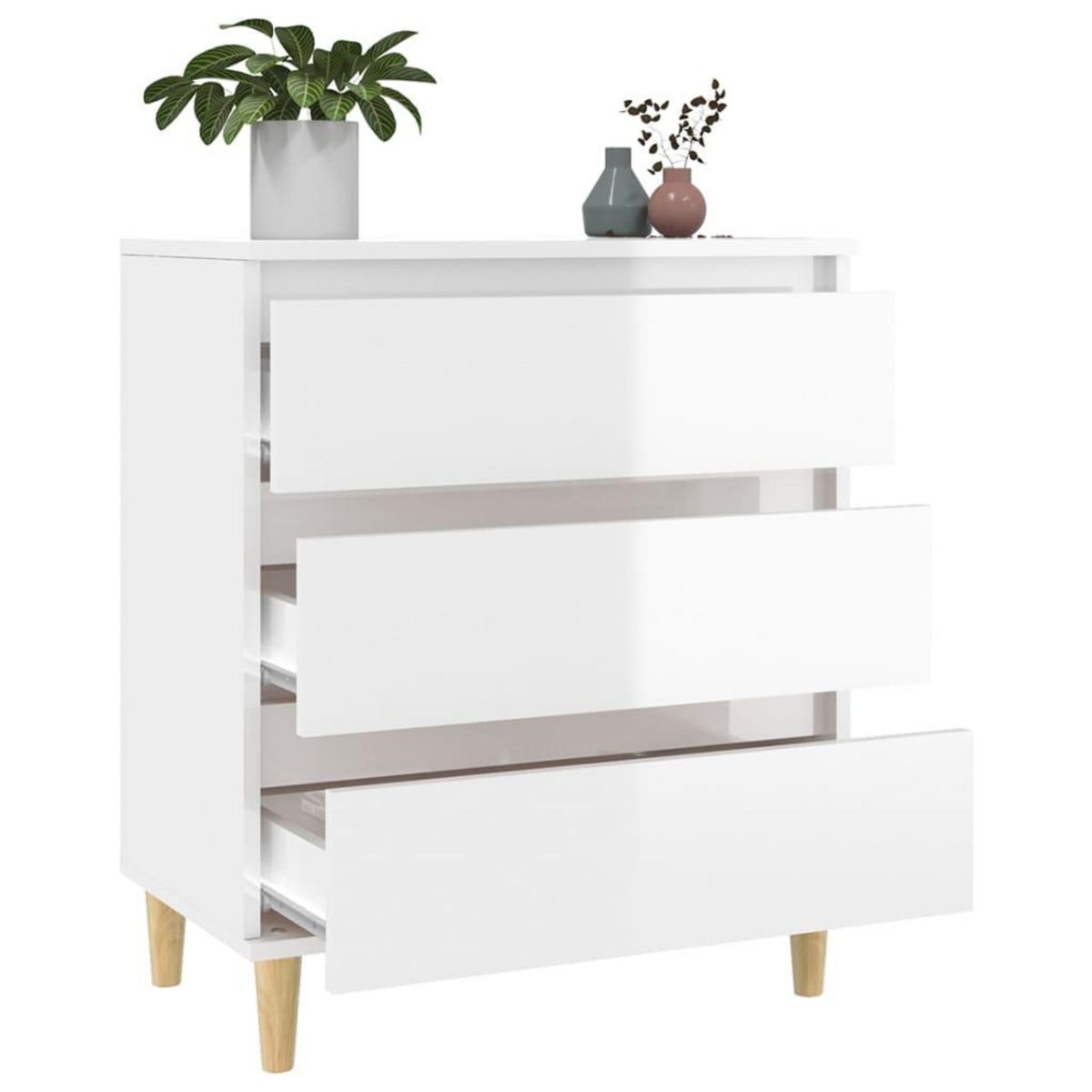 VIDAXL Buffet Blanc brillant 60x35x70 cm Bois d'ingenierie