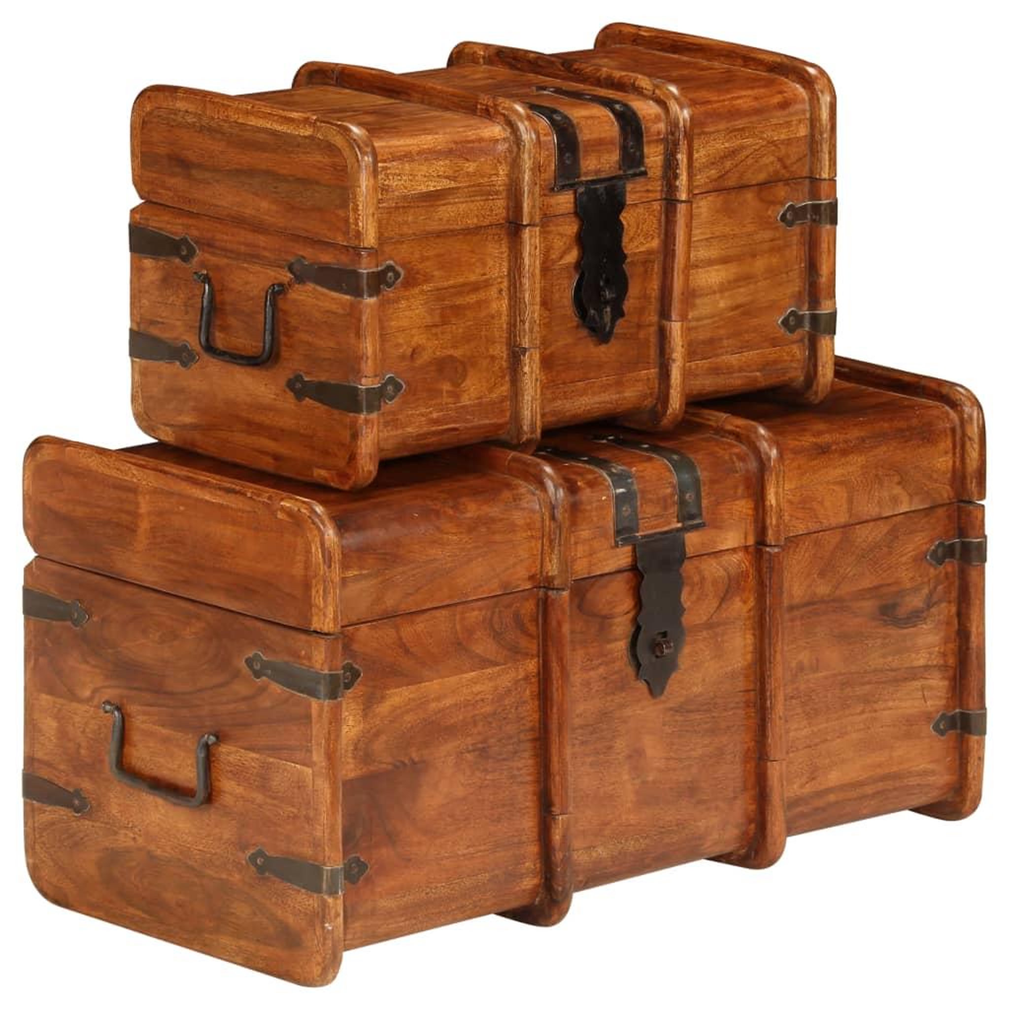 VIDAXL Coffre de rangement 2 pcs Bois d'acacia solide et finition miel