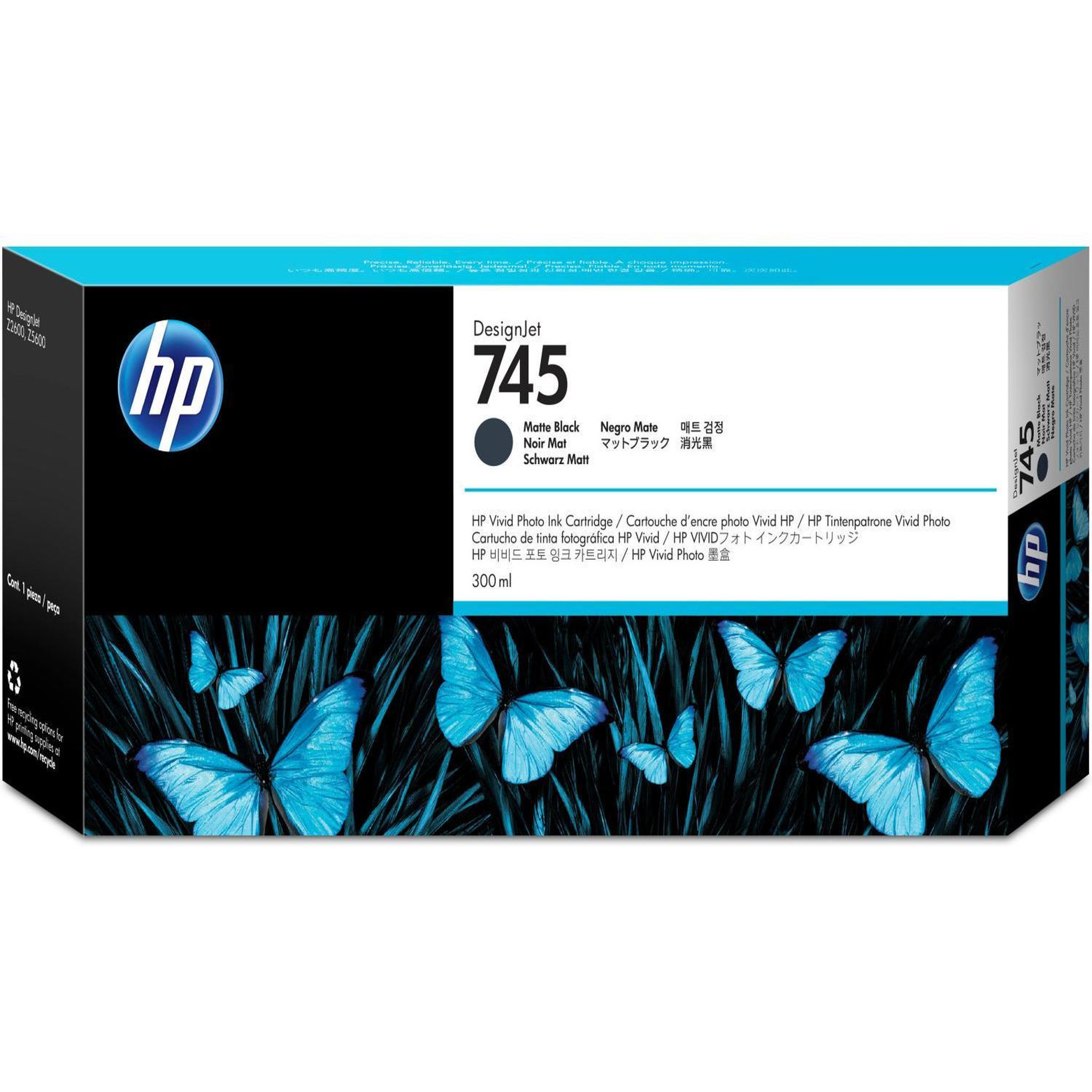 Voir la diapositive 2 : HP Cartouche d'encre HP 745 - 300 ml - haute capacité - noir mat - Original