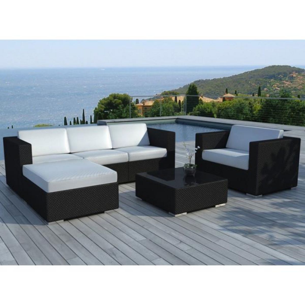 Paris Prix Salon de Jardin en Résine  Valentino  82cm Blanc & Noir