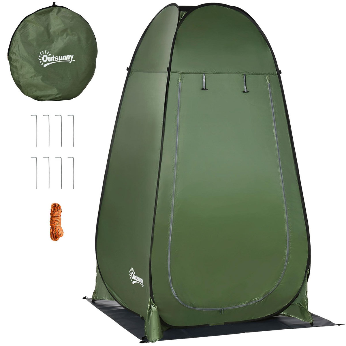 OUTSUNNY Tente de douche pliable pop-up automatique instantanée cabinet de changement camping polyester vert