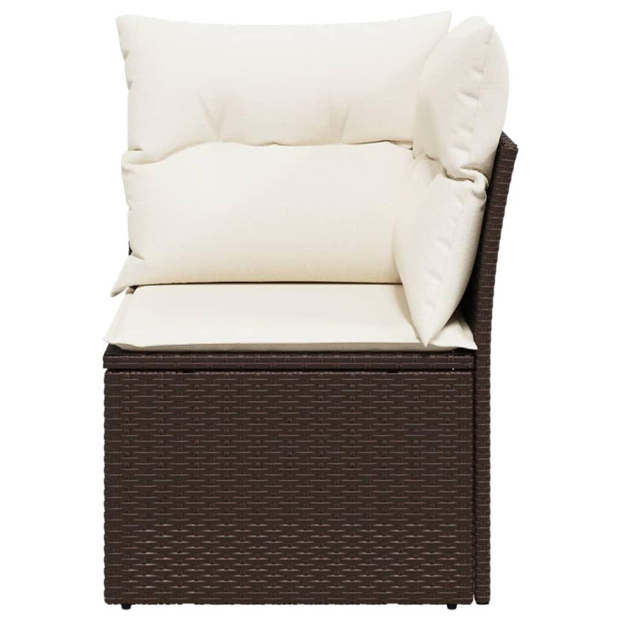 Voir la diapositive 4 : VIDAXL Canape d'angle de jardin avec coussins marron resine tressee