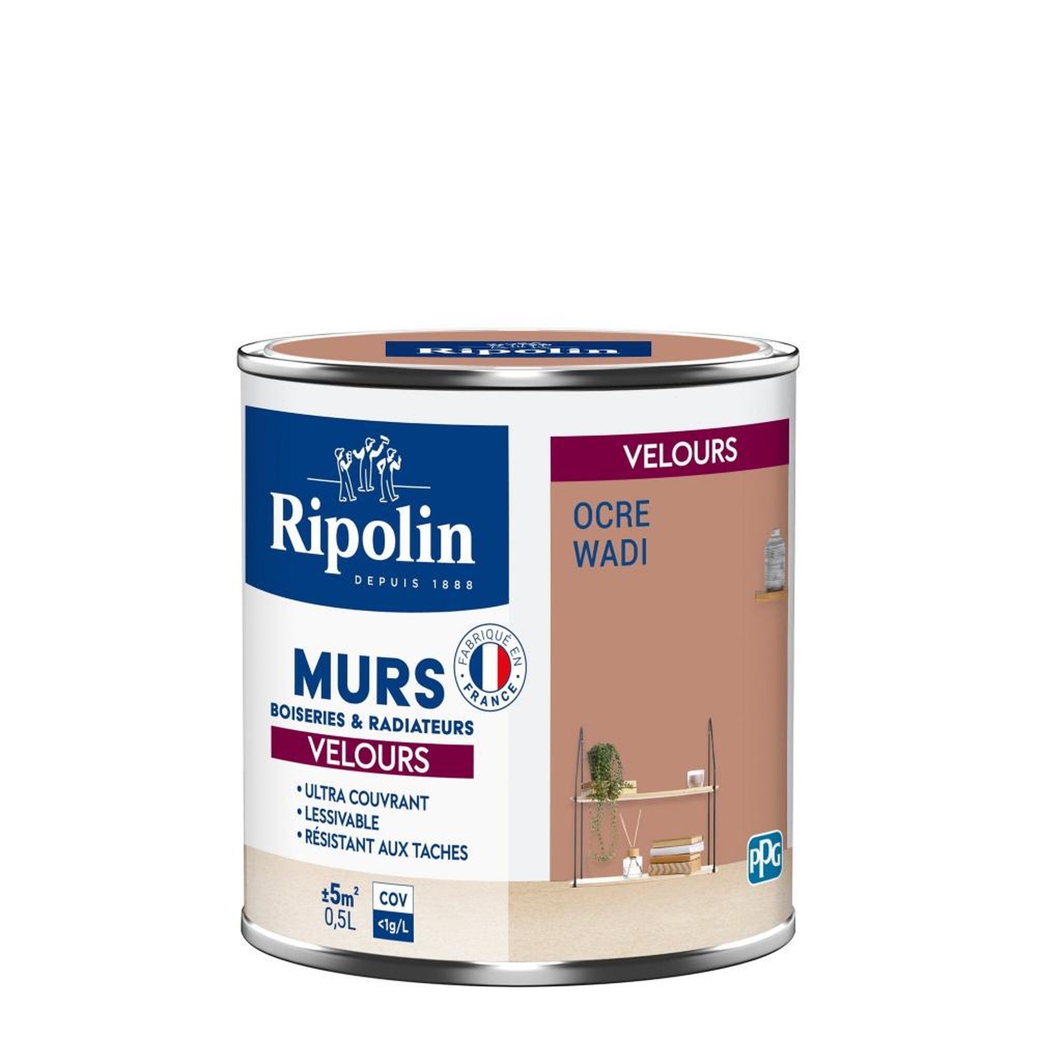 CENTRALE BRICO Peinture ocre wadi mur, boiserie, radiateur ripolin velours 0.5 l