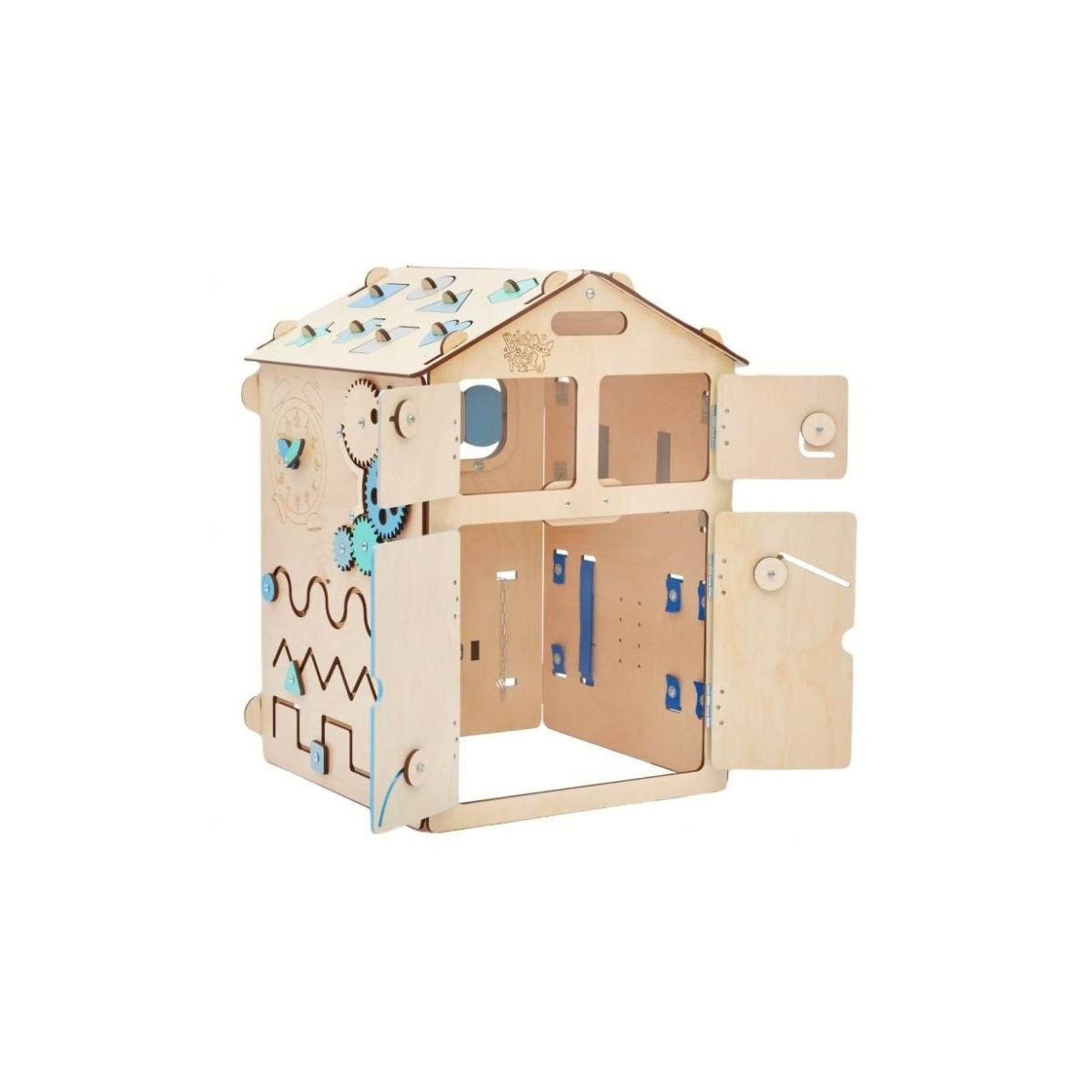 ELINELI Maison d'activités en bois - bleu pastel