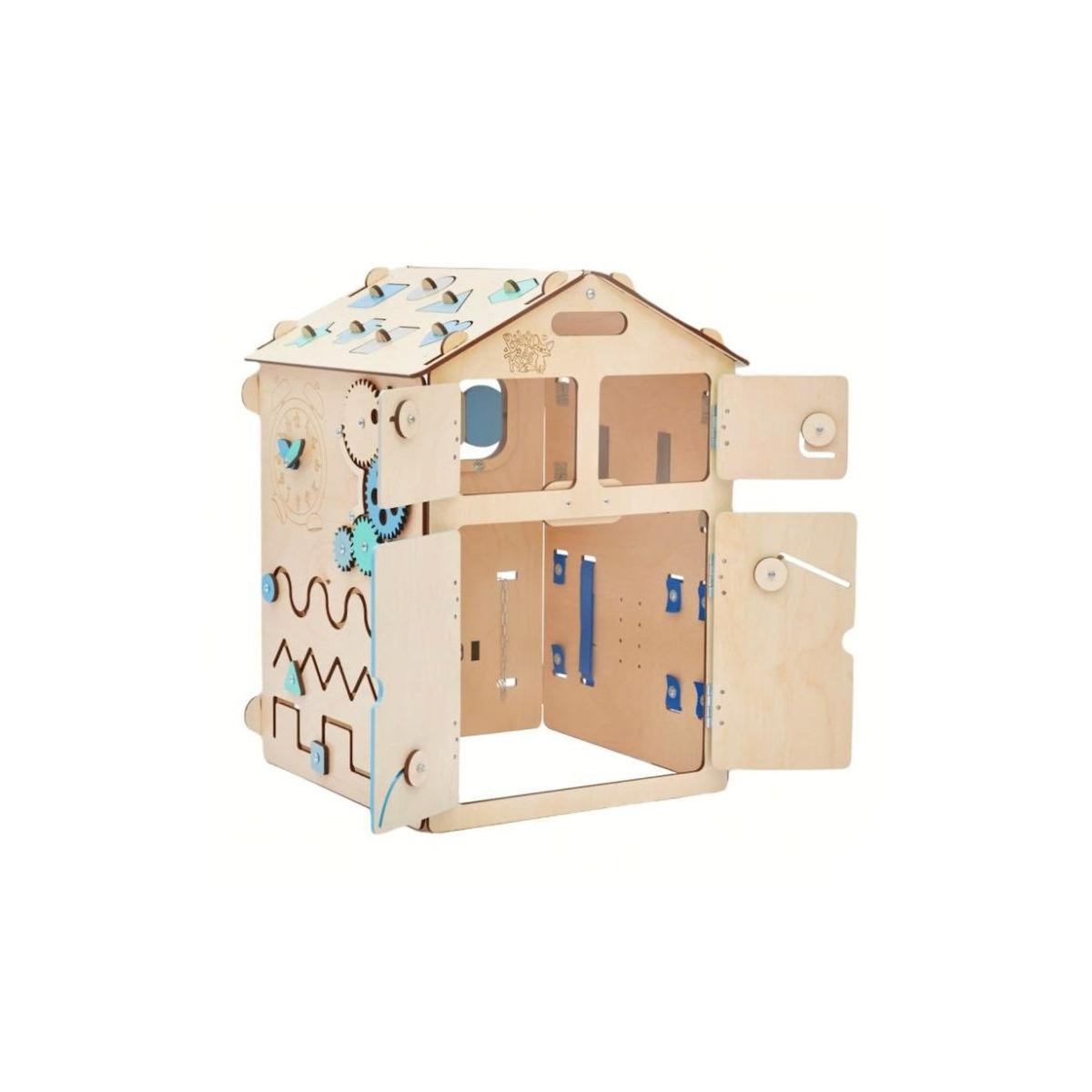 ELINELI Maison d'activités en bois - bleu pastel