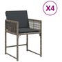Voir la diapositive 2 : VIDAXL Chaises de jardin avec coussins lot de 4 gris resine tressee