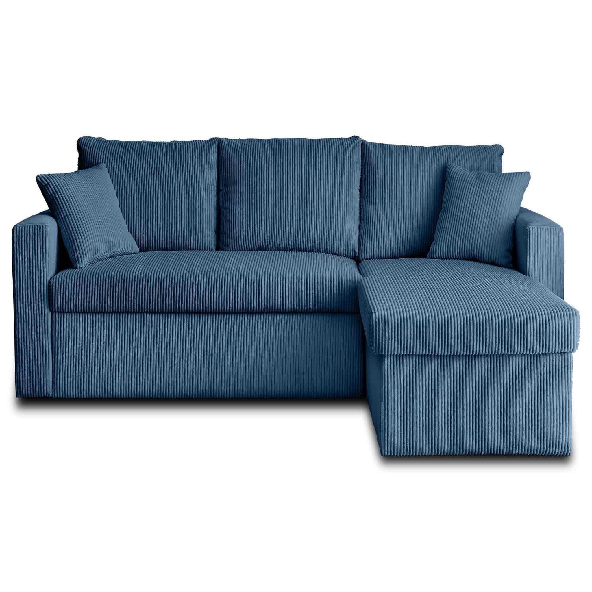 Voir la diapositive 6 : BEST MOBILIER Cyrus - canapé d'angle réversible 4 places - convertible avec coffre - en velours côtelé