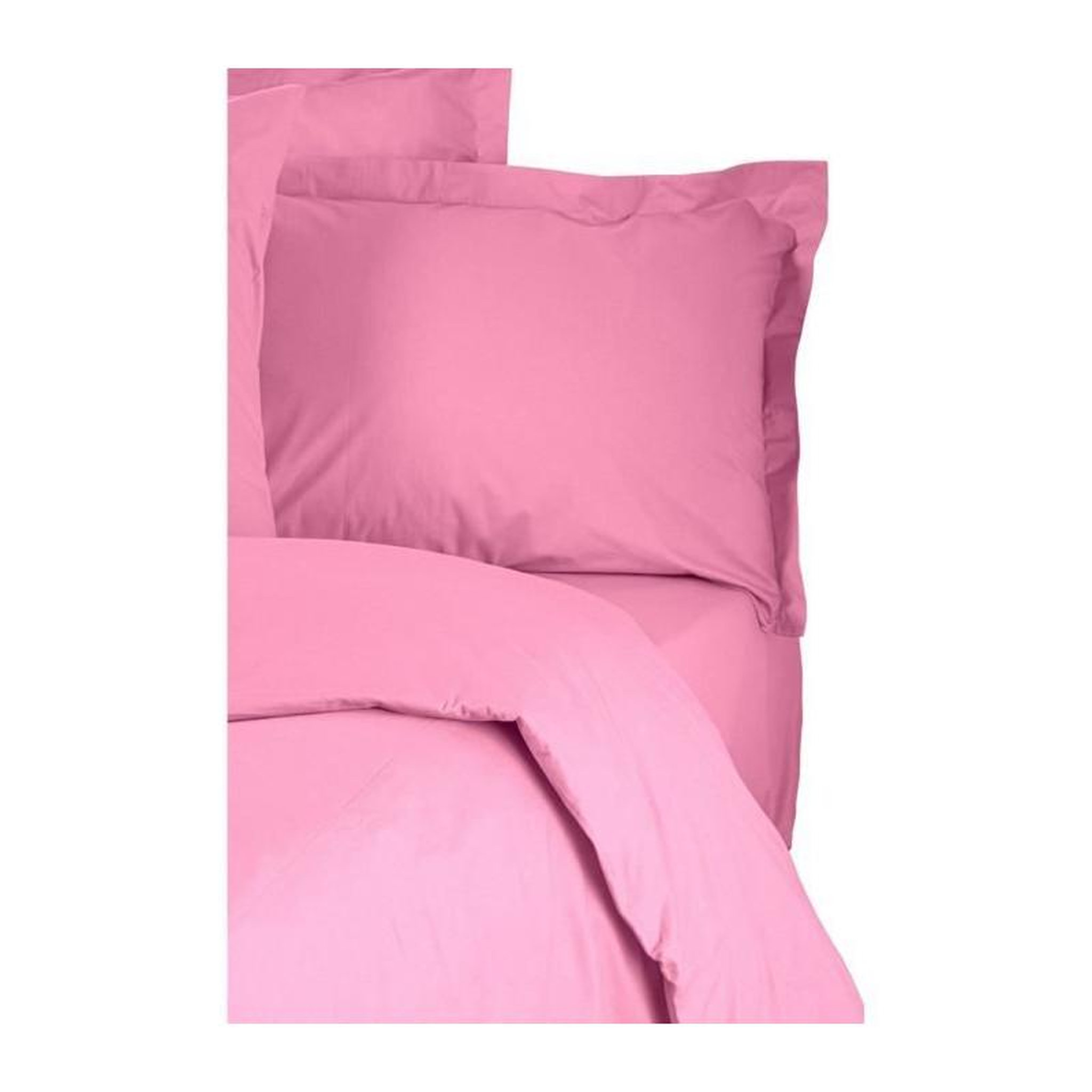 Voir la diapositive 4 : GENERIQUE Parure de lit - 1 housse de couette 220 x 240 cm + 2 taies d'oreiller 60 x 60 cm - 100% coton renforcé - Rose
