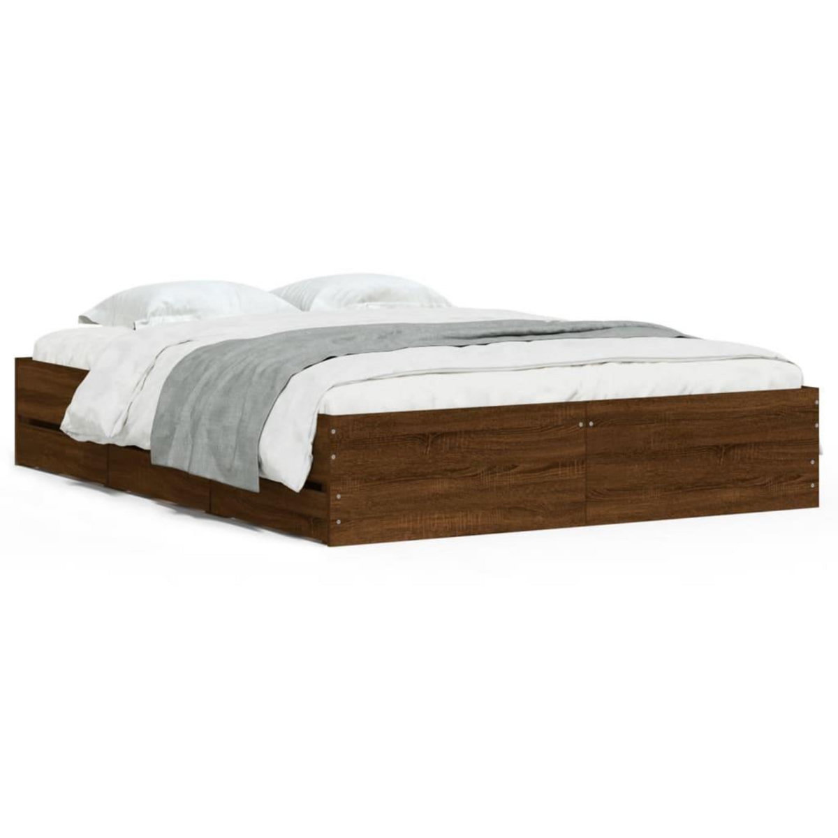 VIDAXL Cadre de lit avec tiroirs sans matelas chene marron 140x200 cm