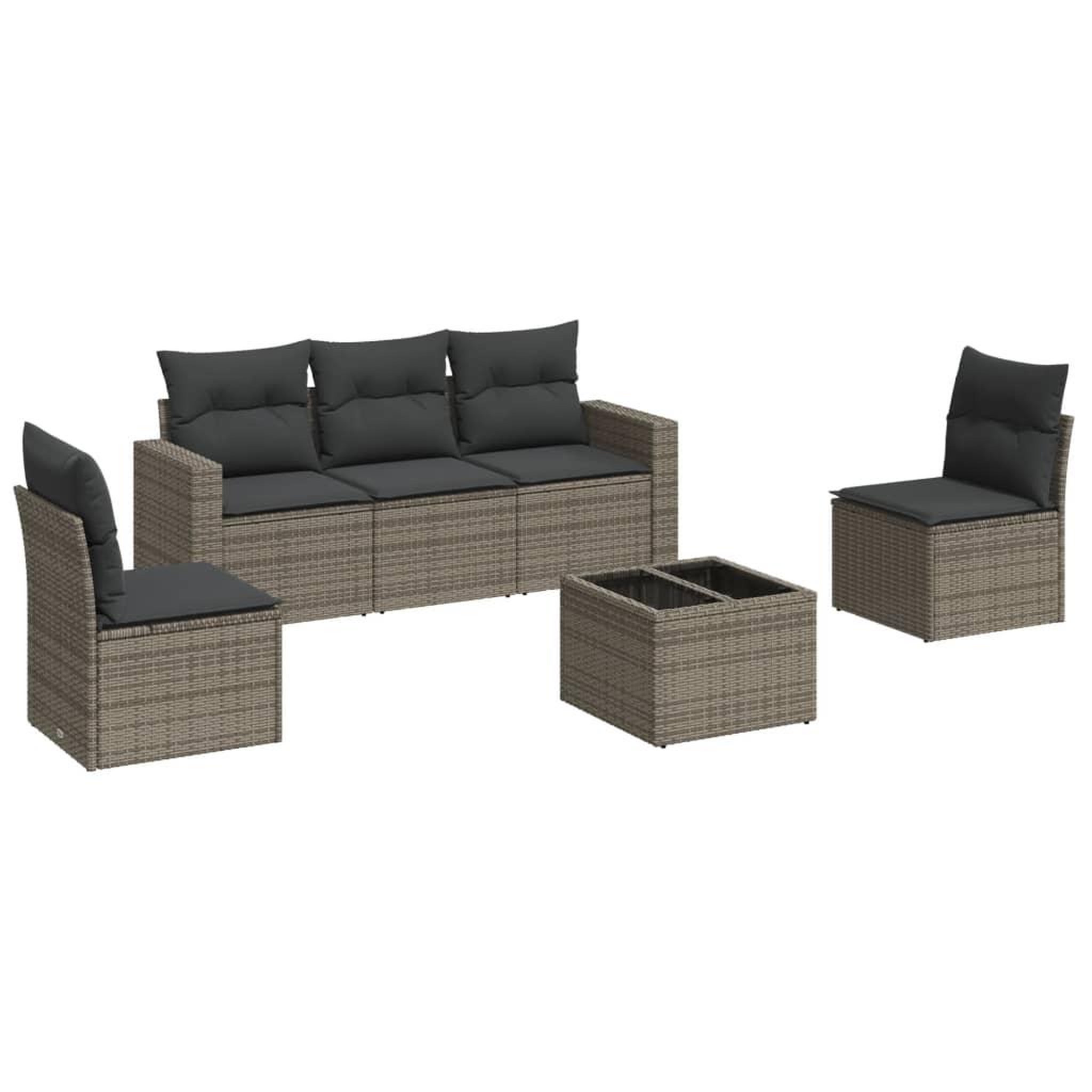 Voir la diapositive 2 : VIDAXL Salon de jardin 6 pcs avec coussins gris resine tressee