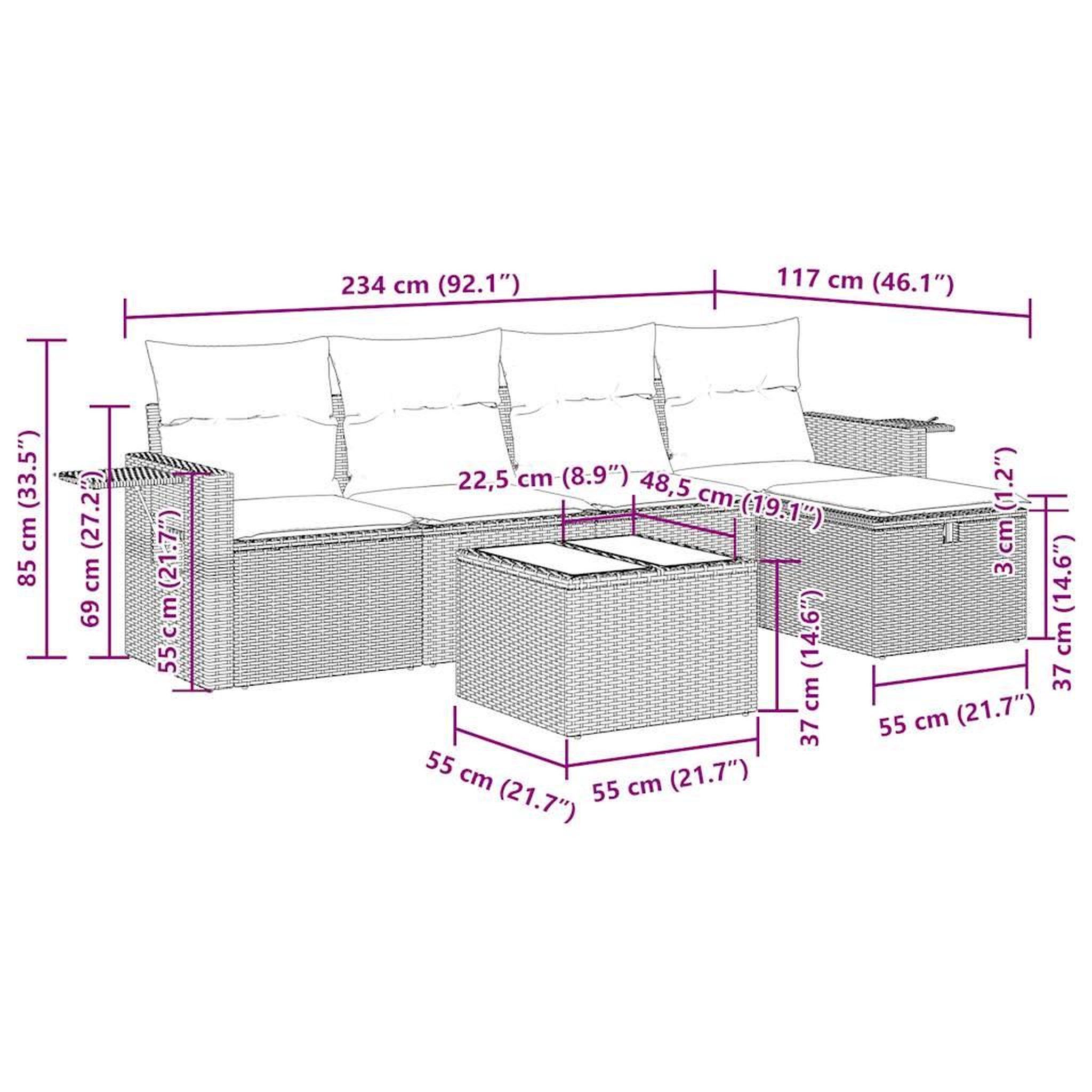 Voir la diapositive 6 : VIDAXL Salon de jardin avec coussins 6 pcs beige resine tressee