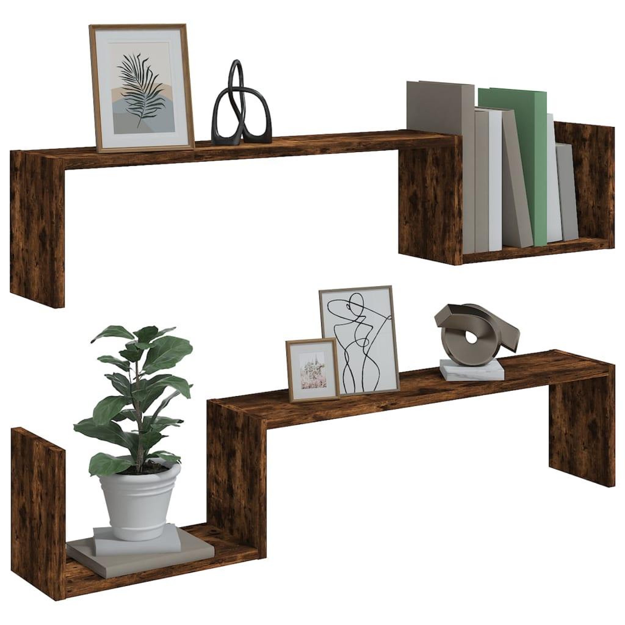 Voir la diapositive 4 : VIDAXL Etageres murales 2 pcs Chene fume 100x15x20cm Bois d'ingenierie