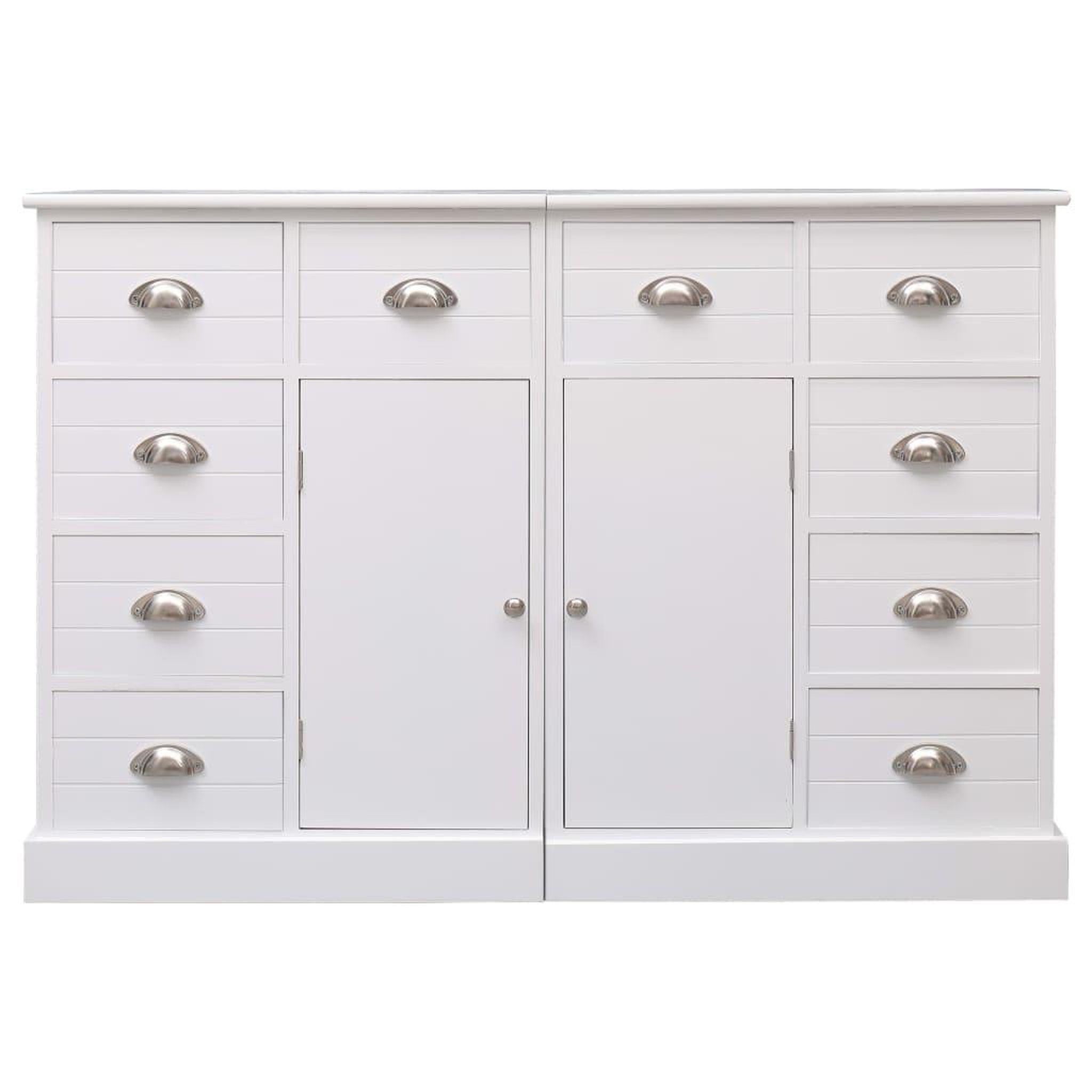 Voir la diapositive 2 : VIDAXL Buffet avec 10 tiroirs Blanc 113x30x79 cm Bois