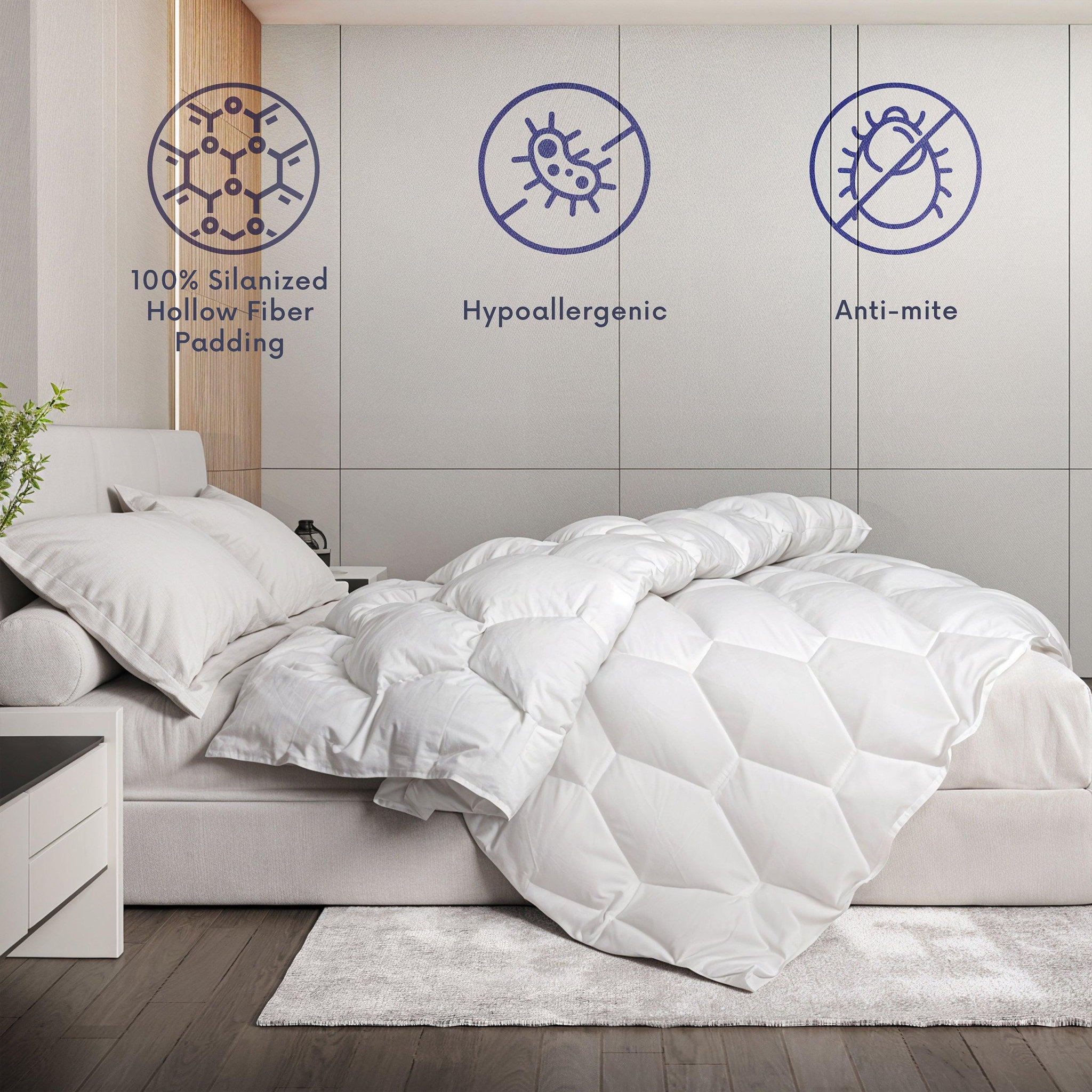 Voir la diapositive 2 : THE WHITE STONE Couette Toutes Saisons avec Clips 135 x 200 cm - Couette 150g + Couette 250g - Rembourrage en OuateHypoallergénique