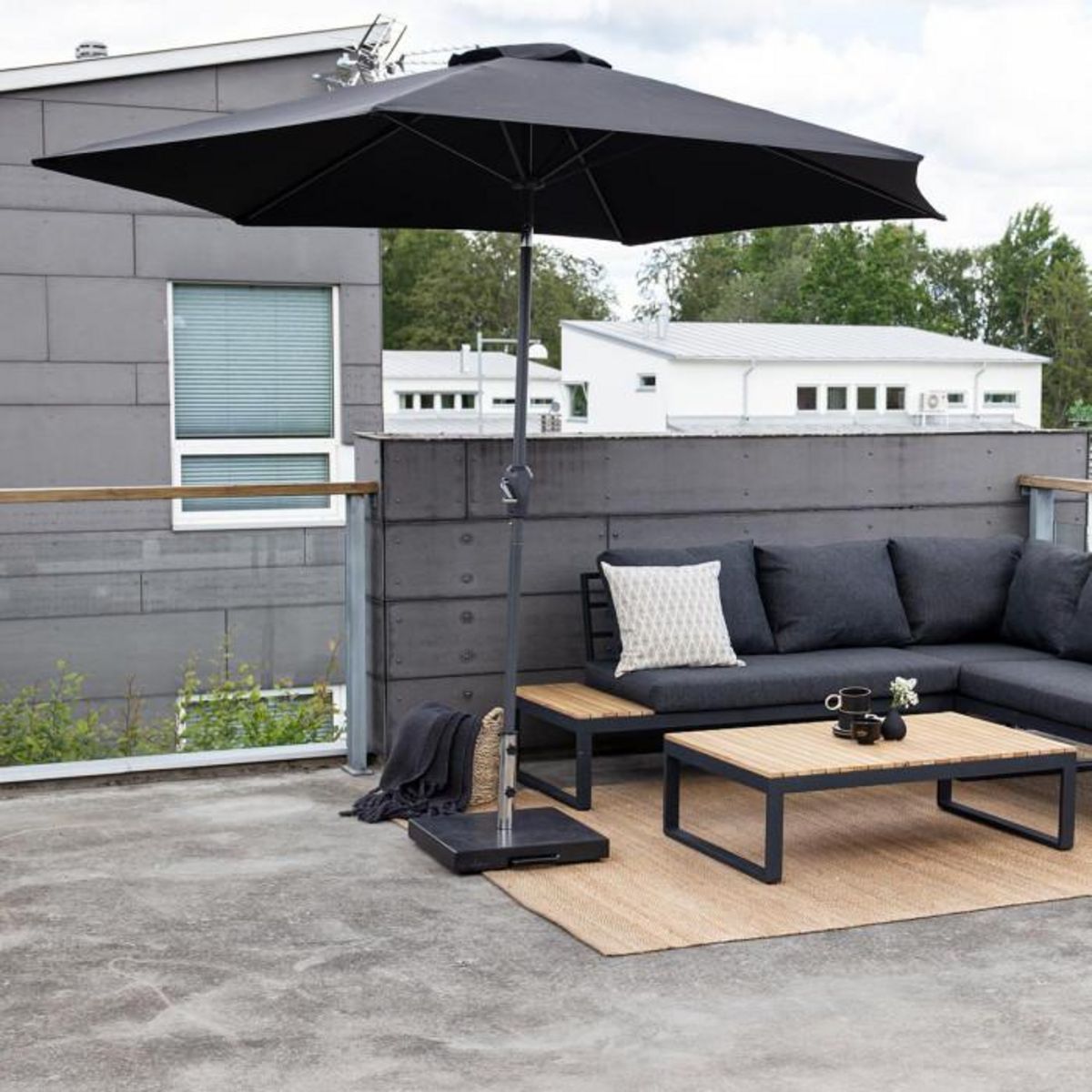 Paris Prix Parasol en Métal  Leeds  300cm Noir