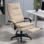 Voir la diapositive 4 : HOMCOM Fauteuil de bureau direction massant hauteur réglable dossier inclinable repose-pied intégré toile de lin beige