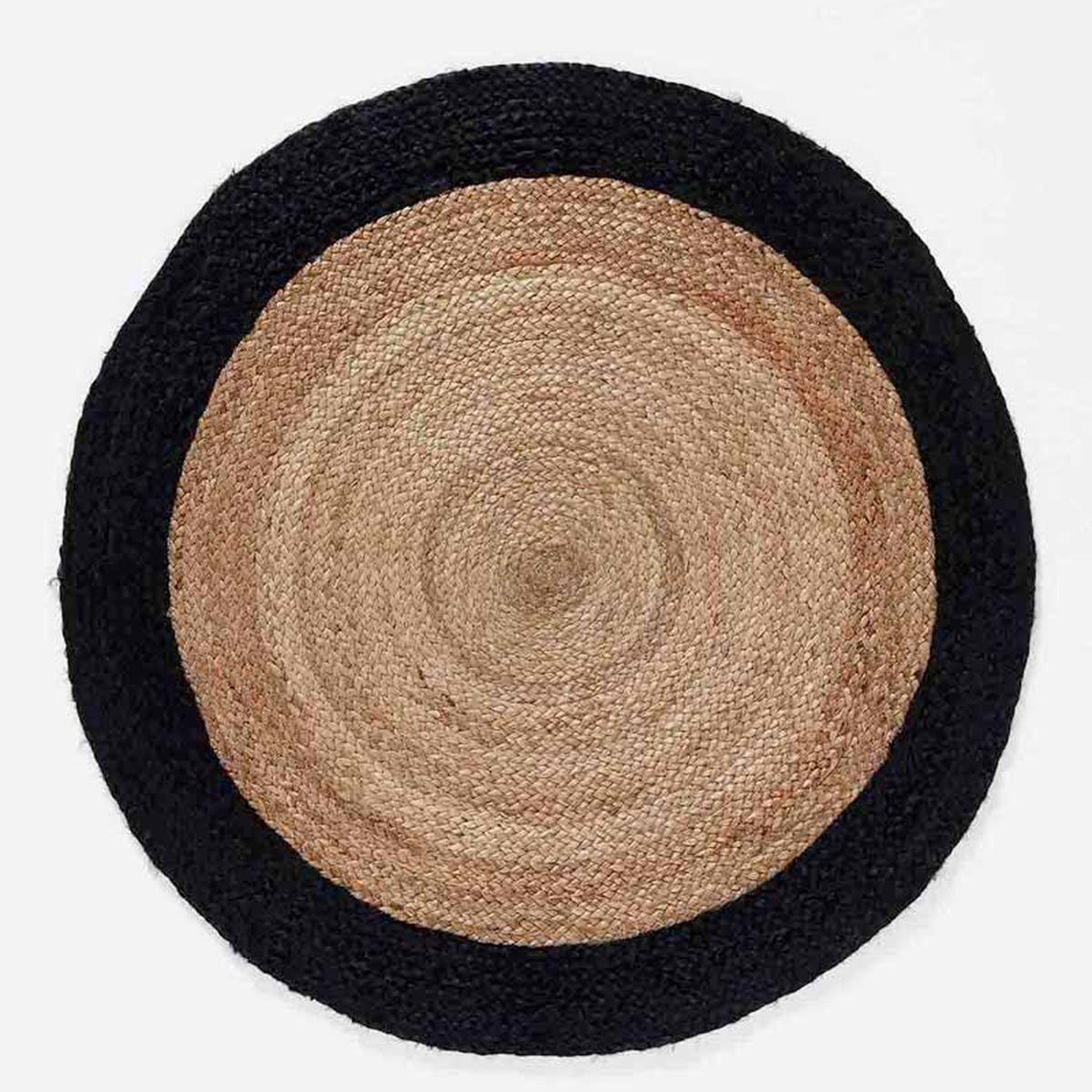Voir la diapositive 2 : Douceur d'Intérieur Tapis rond déco en jute  salem  90cm noir