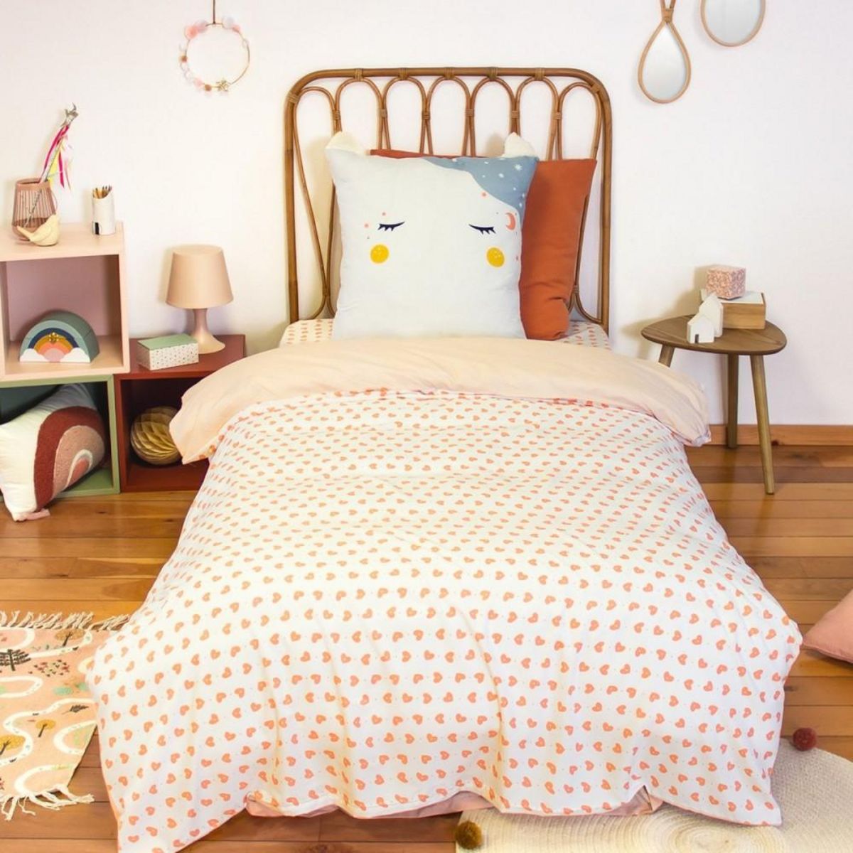 COTE DECO Housse de couette 140x200 + 1 taie Féerique