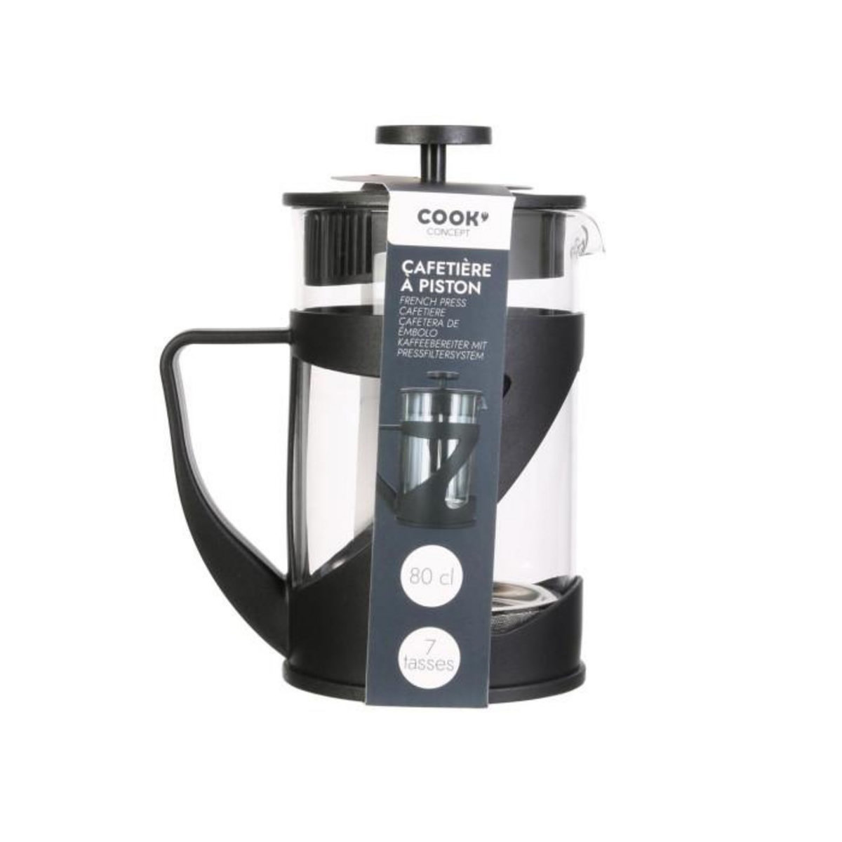 Paris Prix Cafetière à Piston en Verre  Fridan  80cl Noir