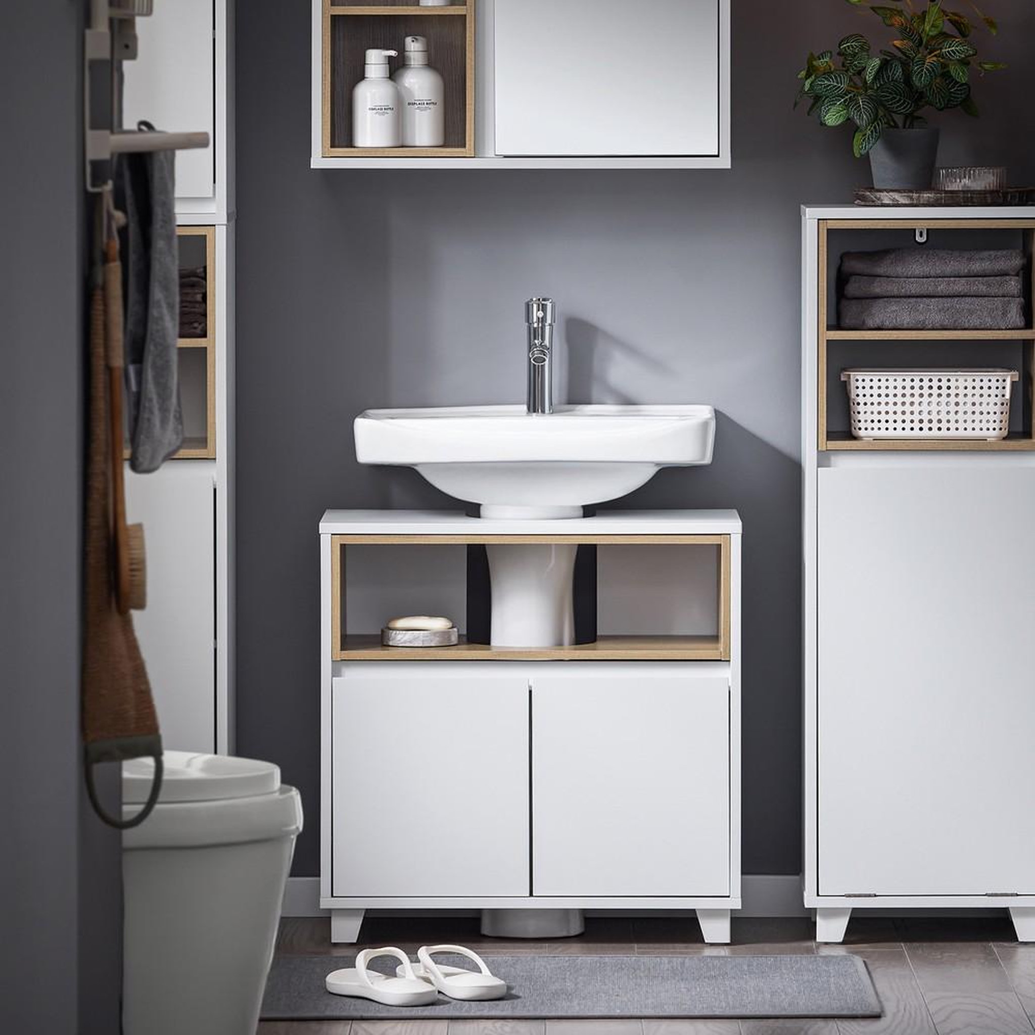 Voir la diapositive 2 : SOBUY SoBuy - Meuble Sous-vasque à deux portes - Moderne - BZR148