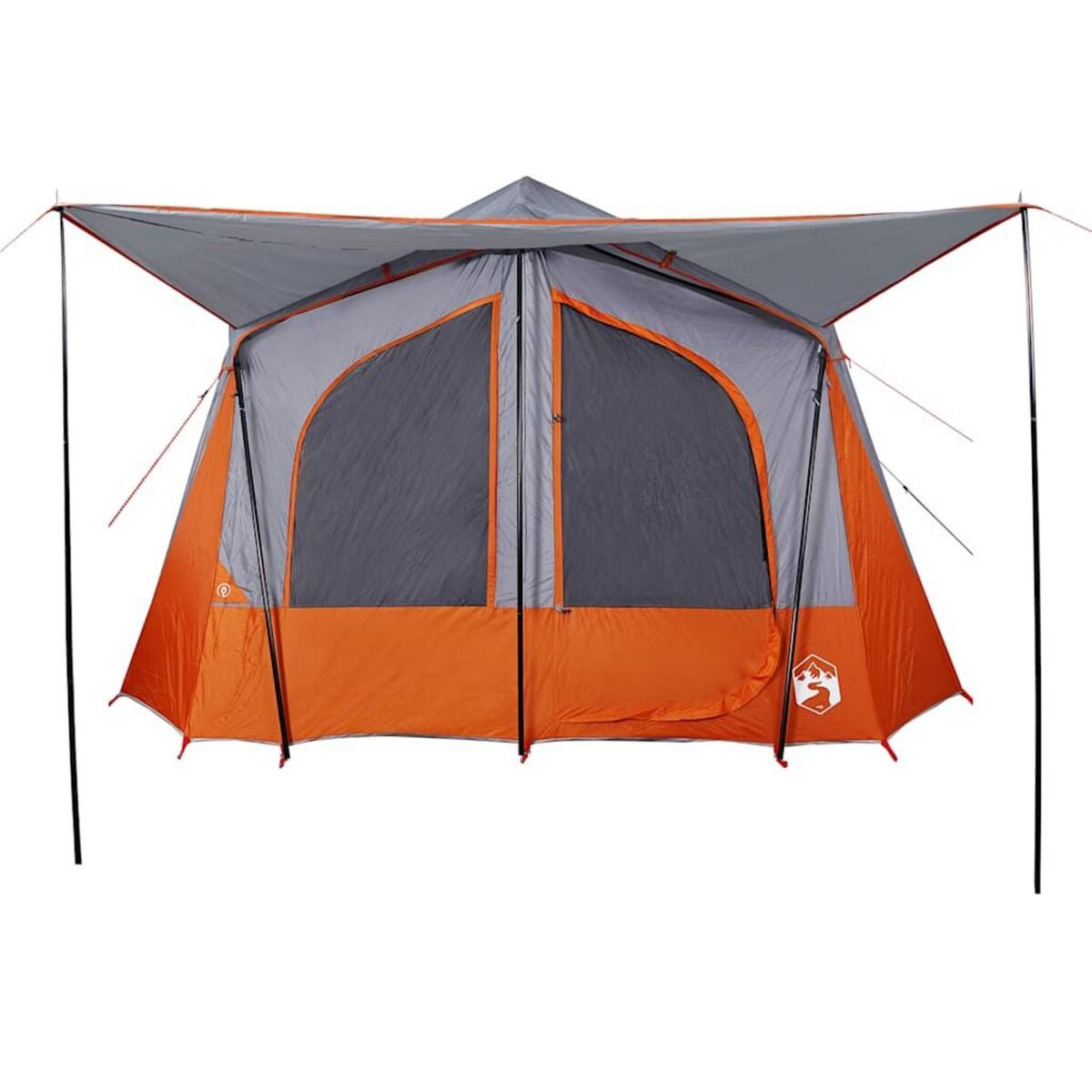 VIDAXL Tente de camping de cabine 5 personnes gris orange impermeable