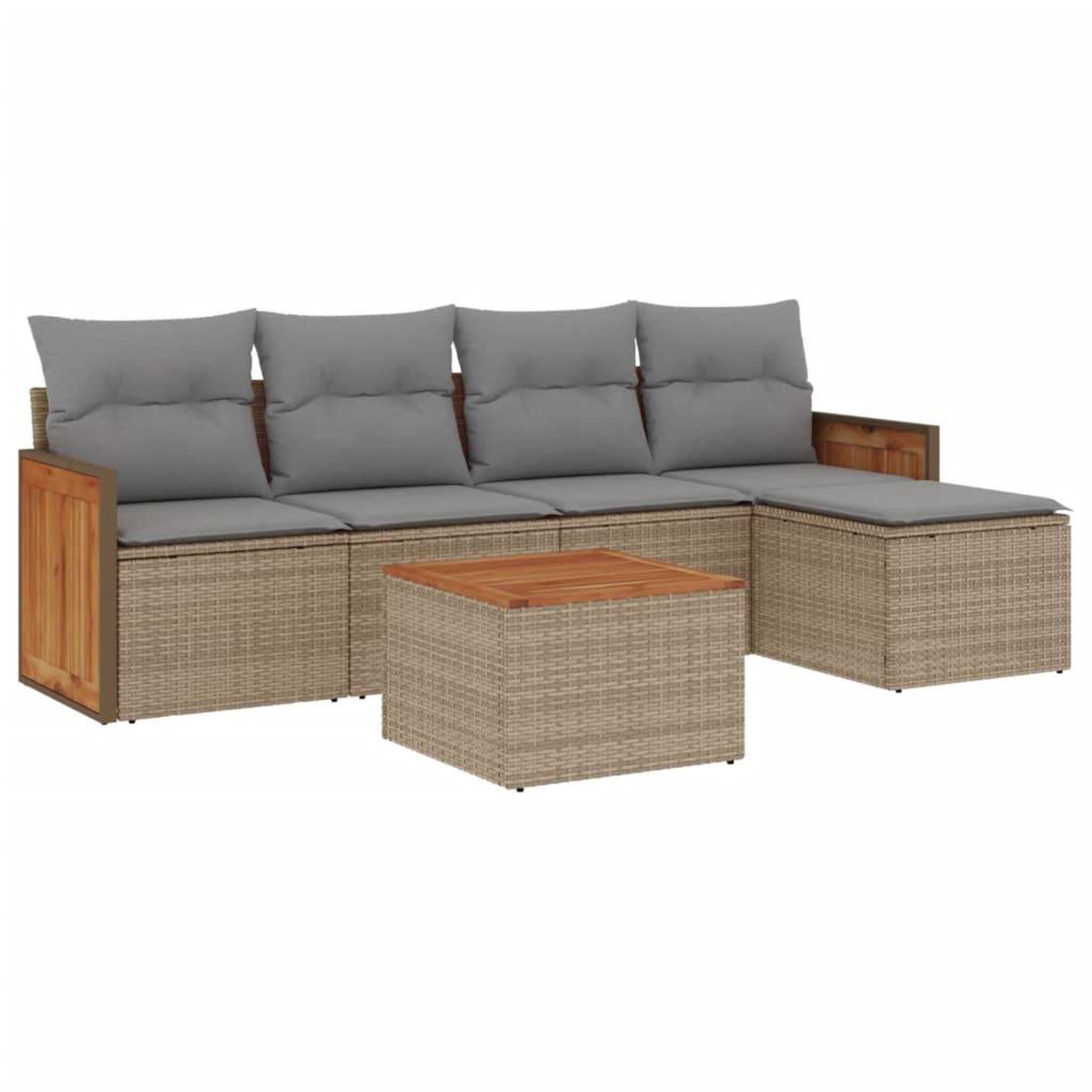 Voir la diapositive 2 : VIDAXL Salon de jardin avec coussins 6 pcs beige resine tressee