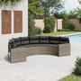 Voir la diapositive 1 : VIDAXL Canape de jardin avec coussins demi-rond gris resine tressee