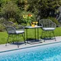 IDIMEX Lot de 2 chaises de jardin PARAMO, imitation rotin gris fauteuil d'extérieur pour terrasse ou balcon résistant aux UV