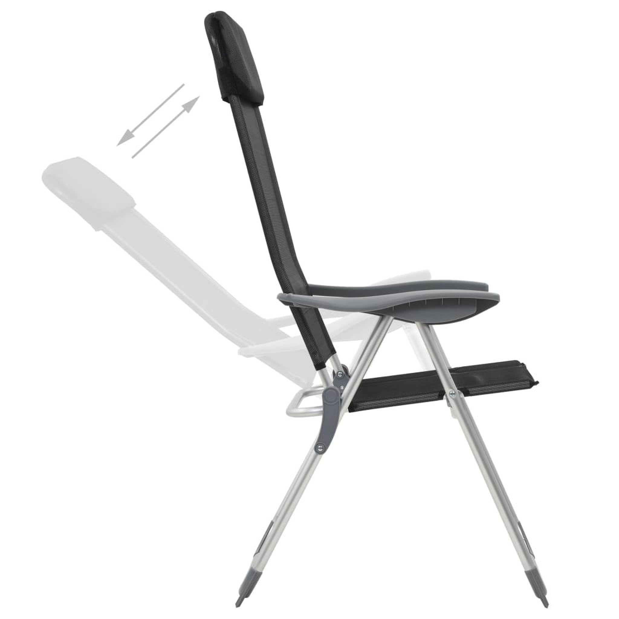 Voir la diapositive 2 : VIDAXL Chaises pliables de camping lot de 4 Noir Aluminium