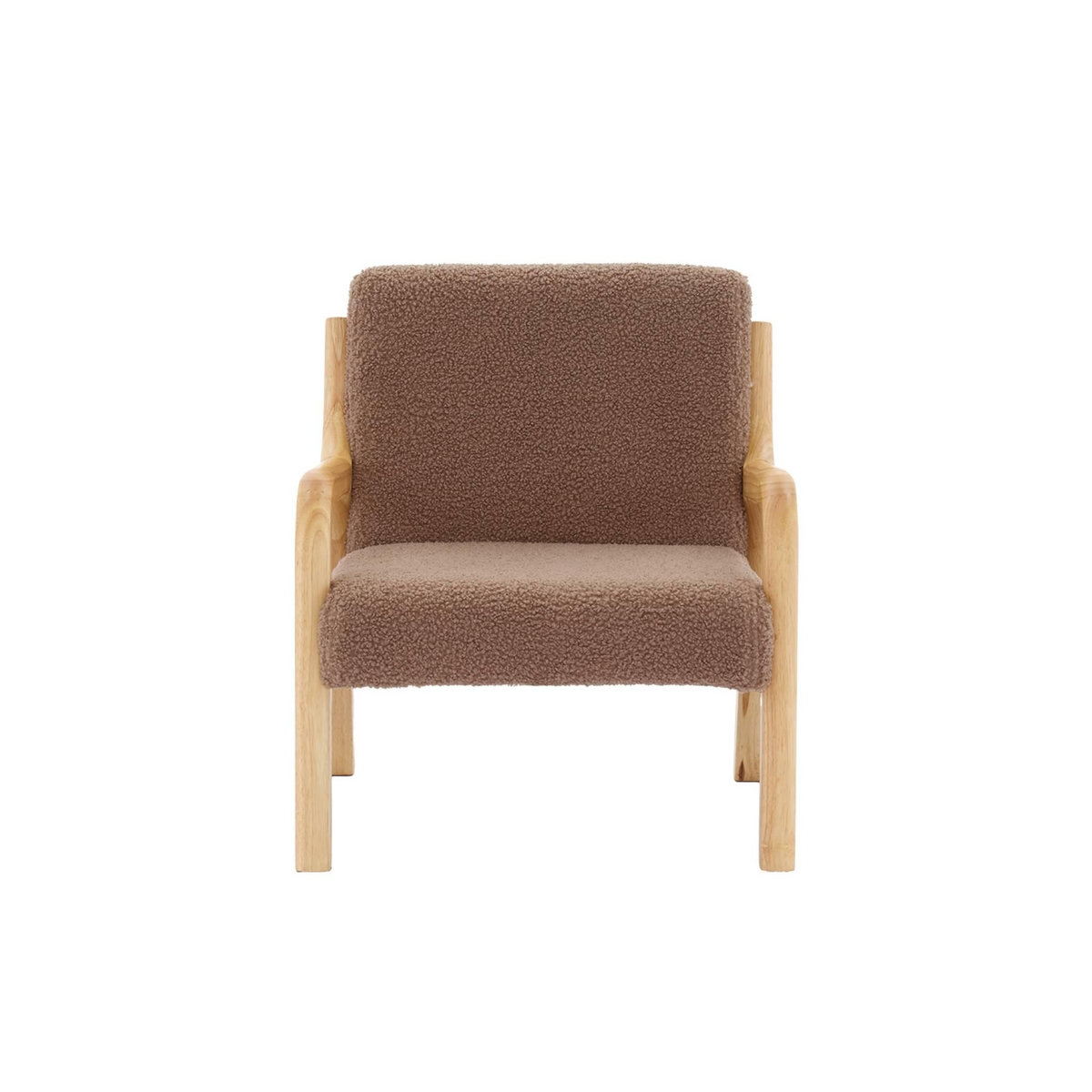 SWEEEK Fauteuil scandinave enfant en bois et tissu bouclette marron