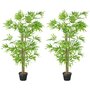 Voir la diapositive 1 : OUTSUNNY Outsunny Lot de 2 Bambous artificiels hauteur 1,5 m 644 feuilles denses réalistes pot inclus noir avec lichen vert