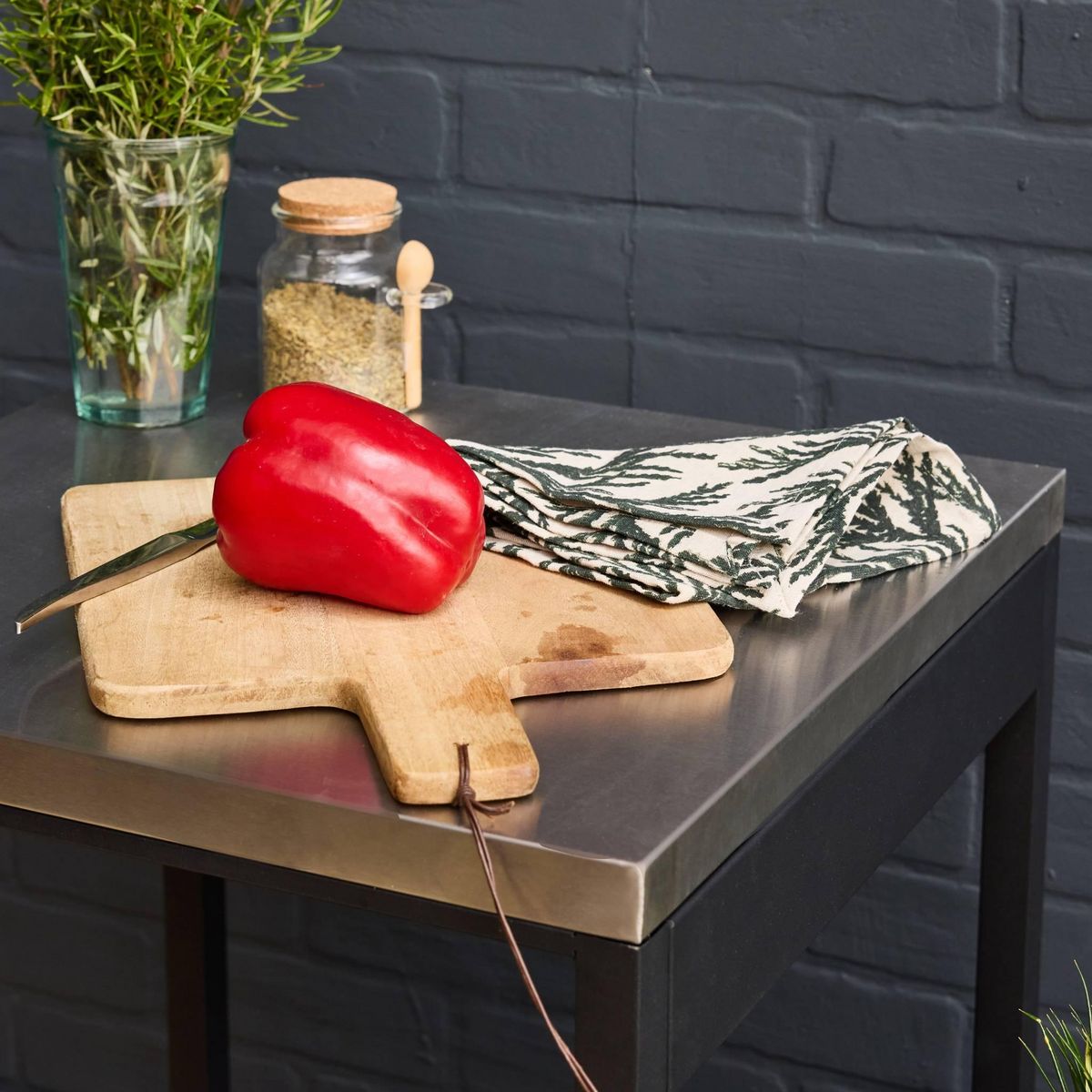 SWEEEK Cuisine extérieure acier 2 étagères L49cm