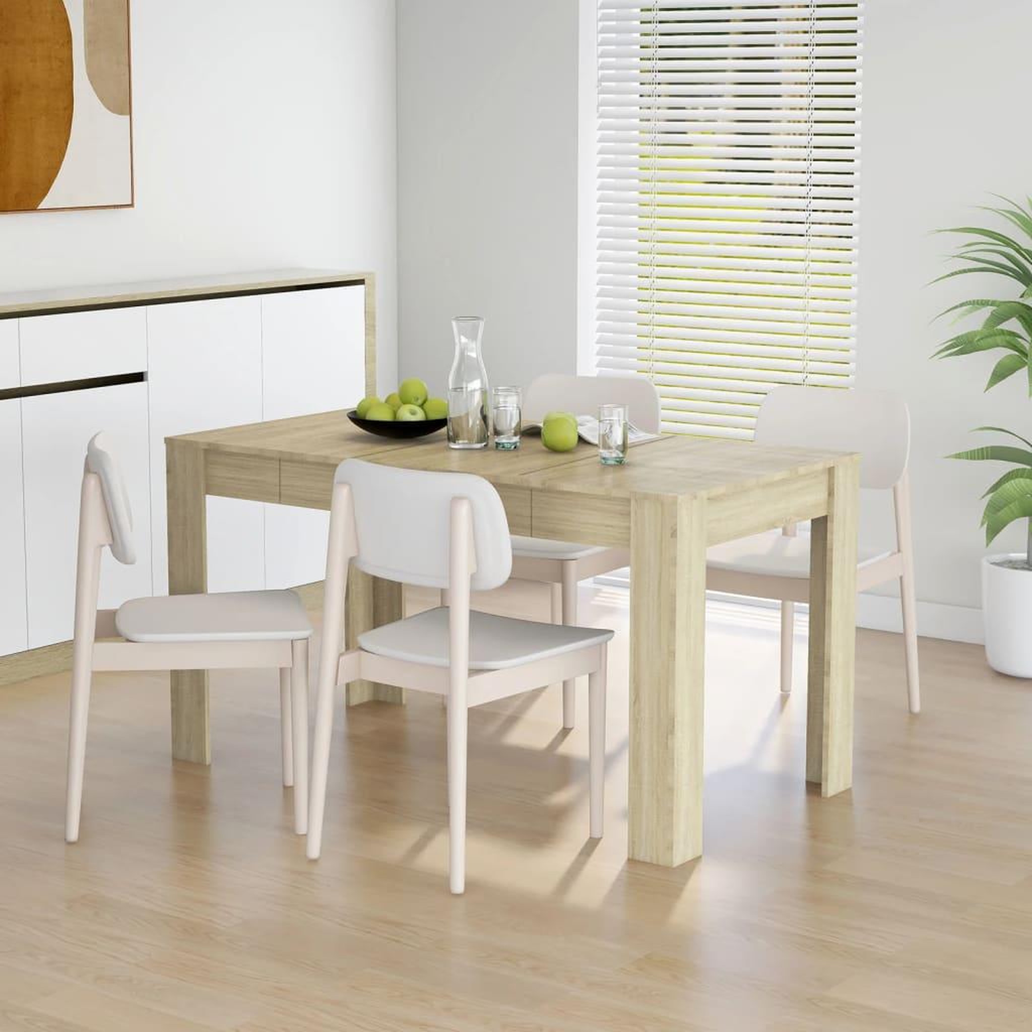 Voir la diapositive 1 : VIDAXL Table a manger Chene sonoma 140x74,5x76 cm Bois d'ingenierie