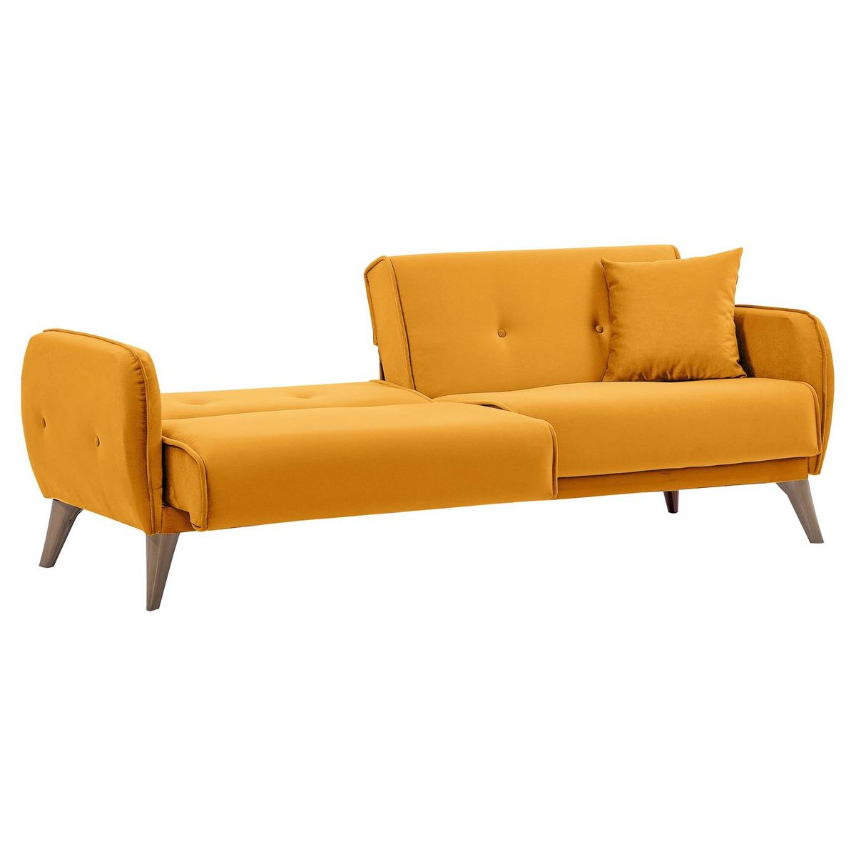 Canapé droit convertible 3 places tissu pieds bois clair BONJO