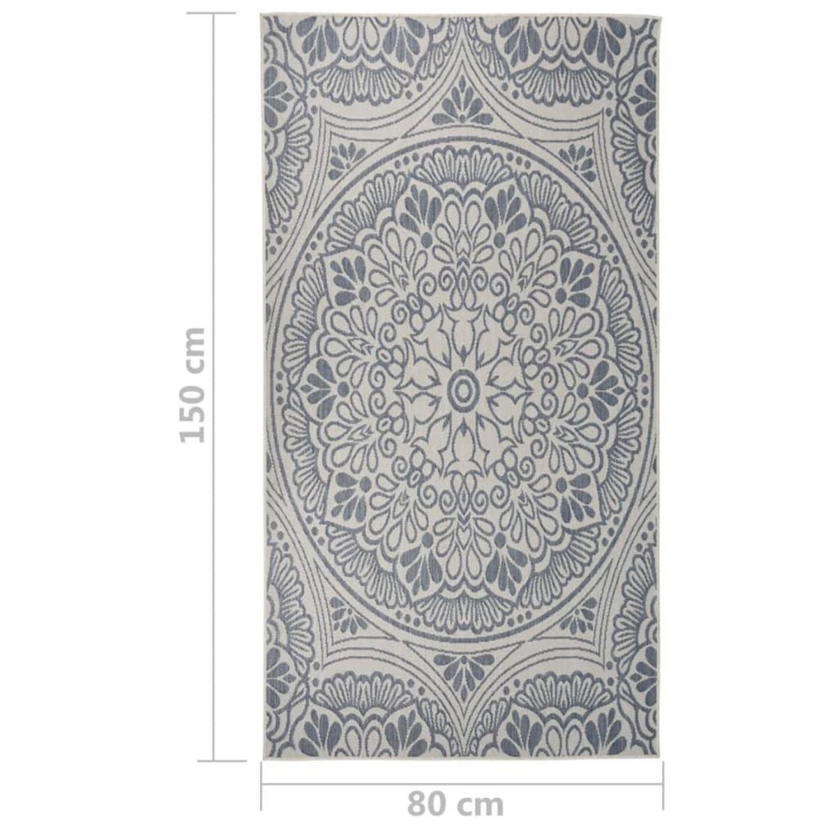 VIDAXL Tapis a tissage plat d'exterieur 80x150 cm Motif bleu
