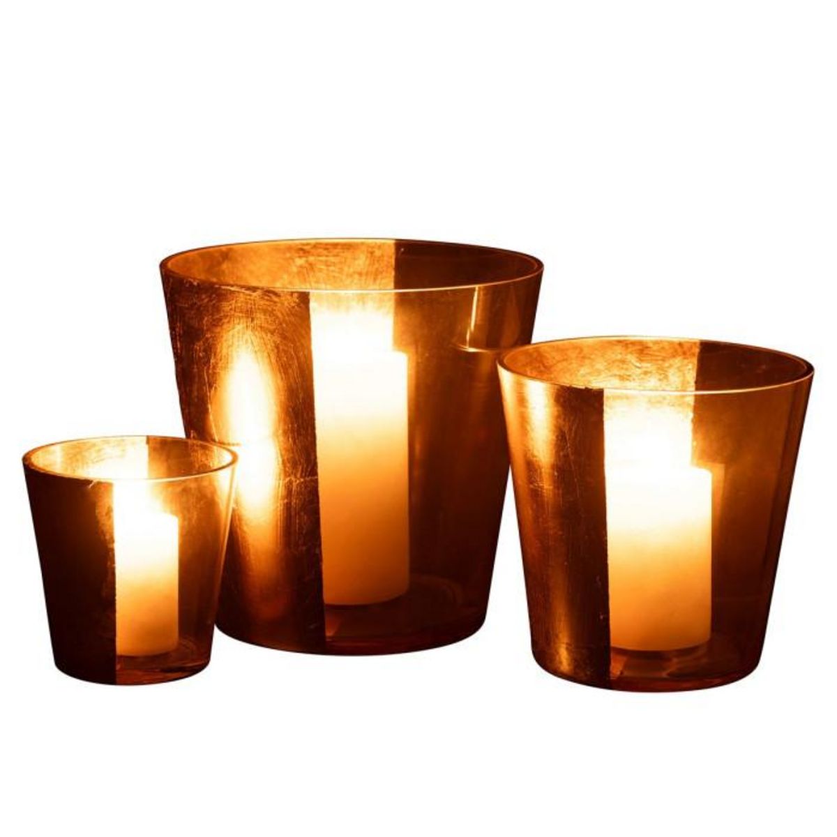 Paris Prix Photophore Design en Verre  Boe  23cm Transparent & Or