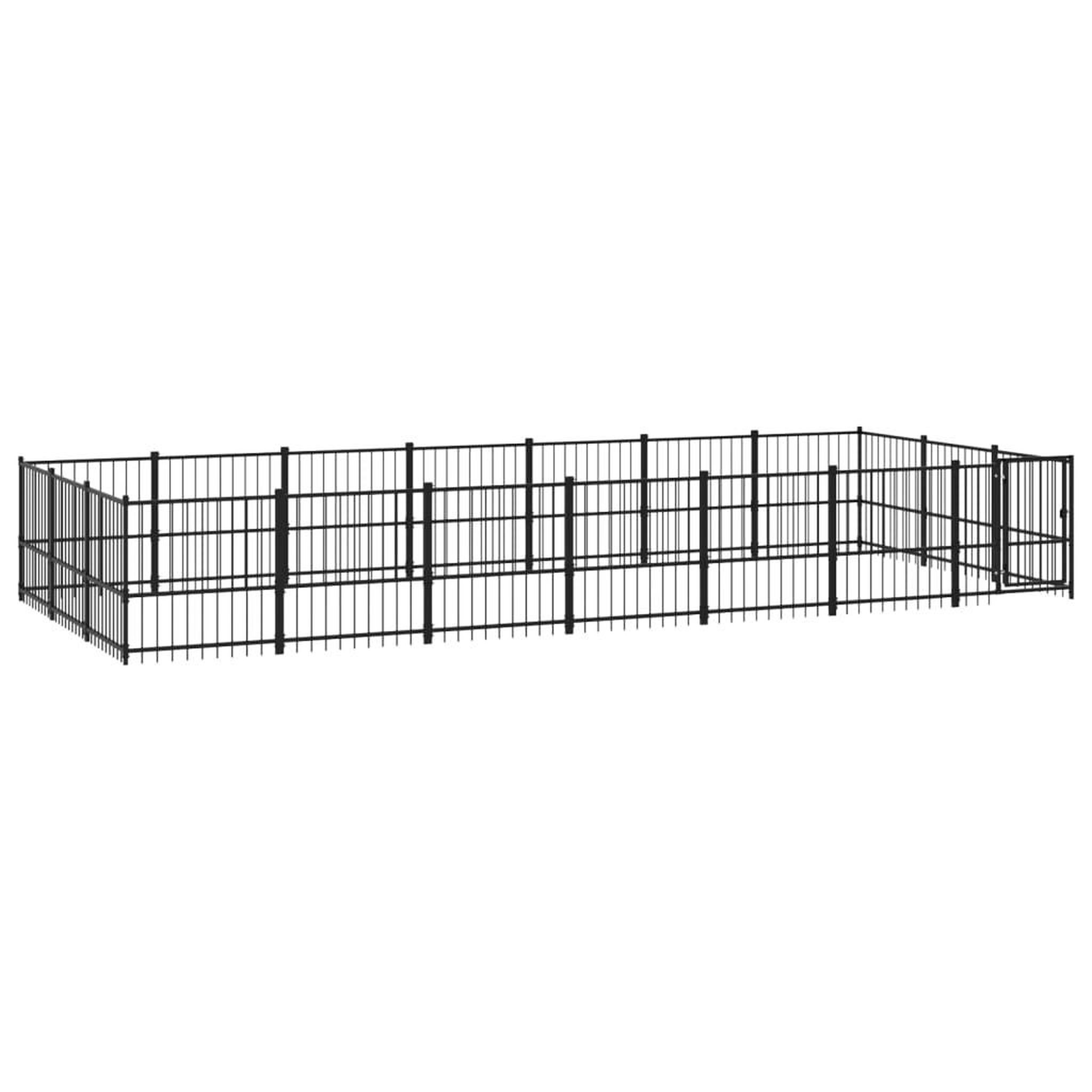 Voir la diapositive 2 : VIDAXL Chenil d'exterieur pour chiens Acier 19,76 m²