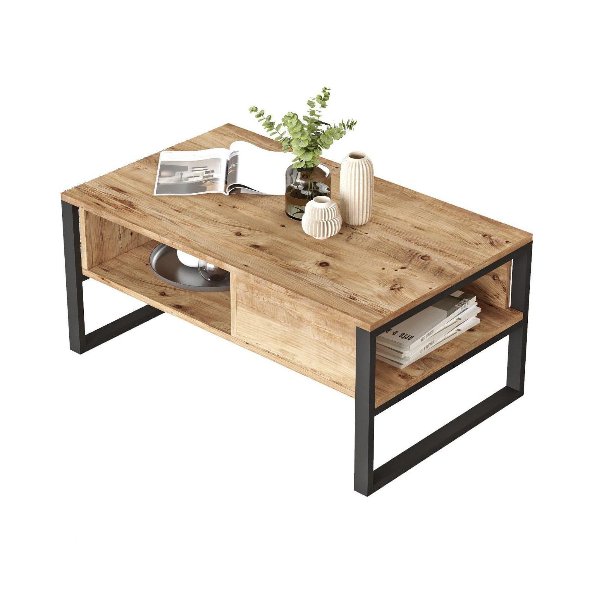 Habitat et Jardin Table basse en bois  ml34  - 100 x 59 x 44 cm - pin atlantique