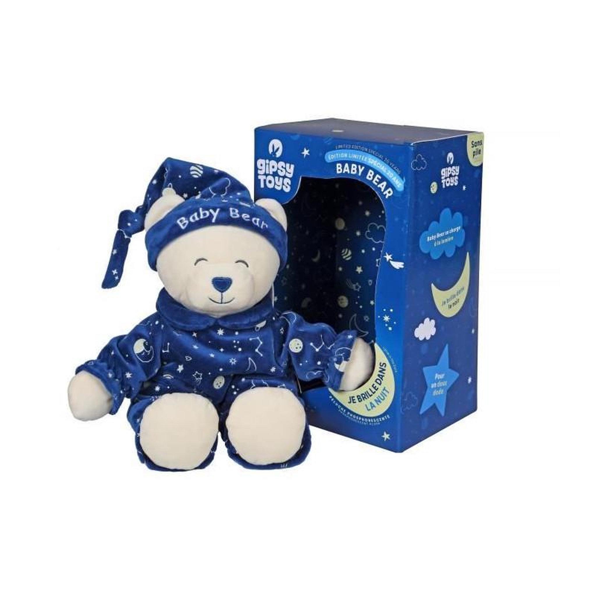Voir la diapositive 2 : Gipsy Peluche - Gipsy Toys - Baby Bear glow in the dark
