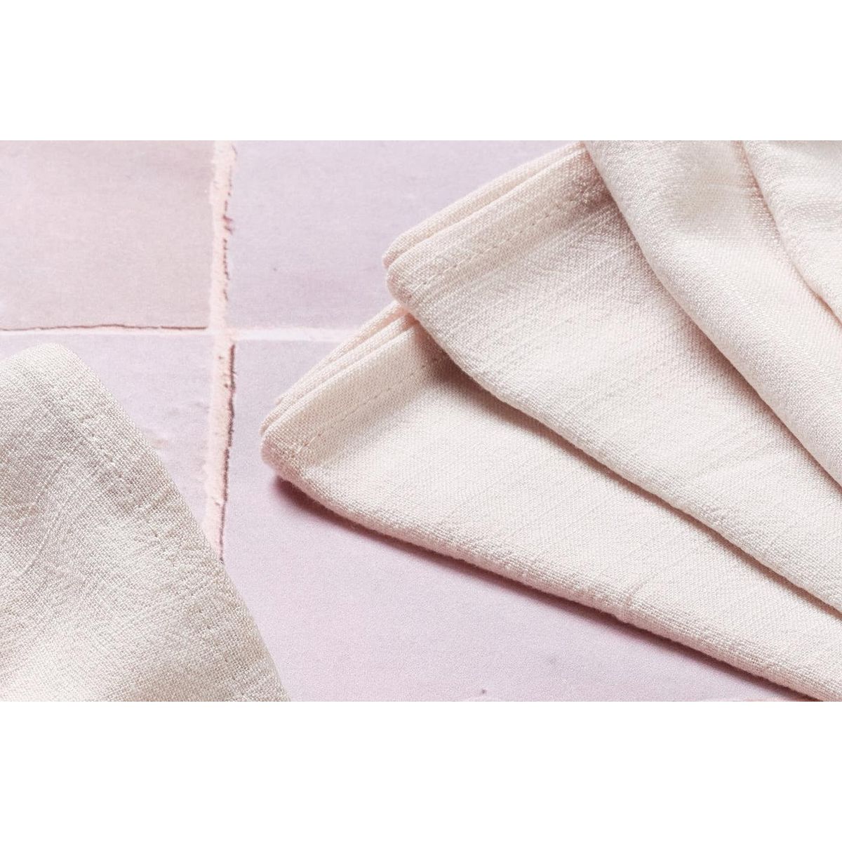 BJORN Serviette de table - 6 pièces - Lin et coton blanc crème