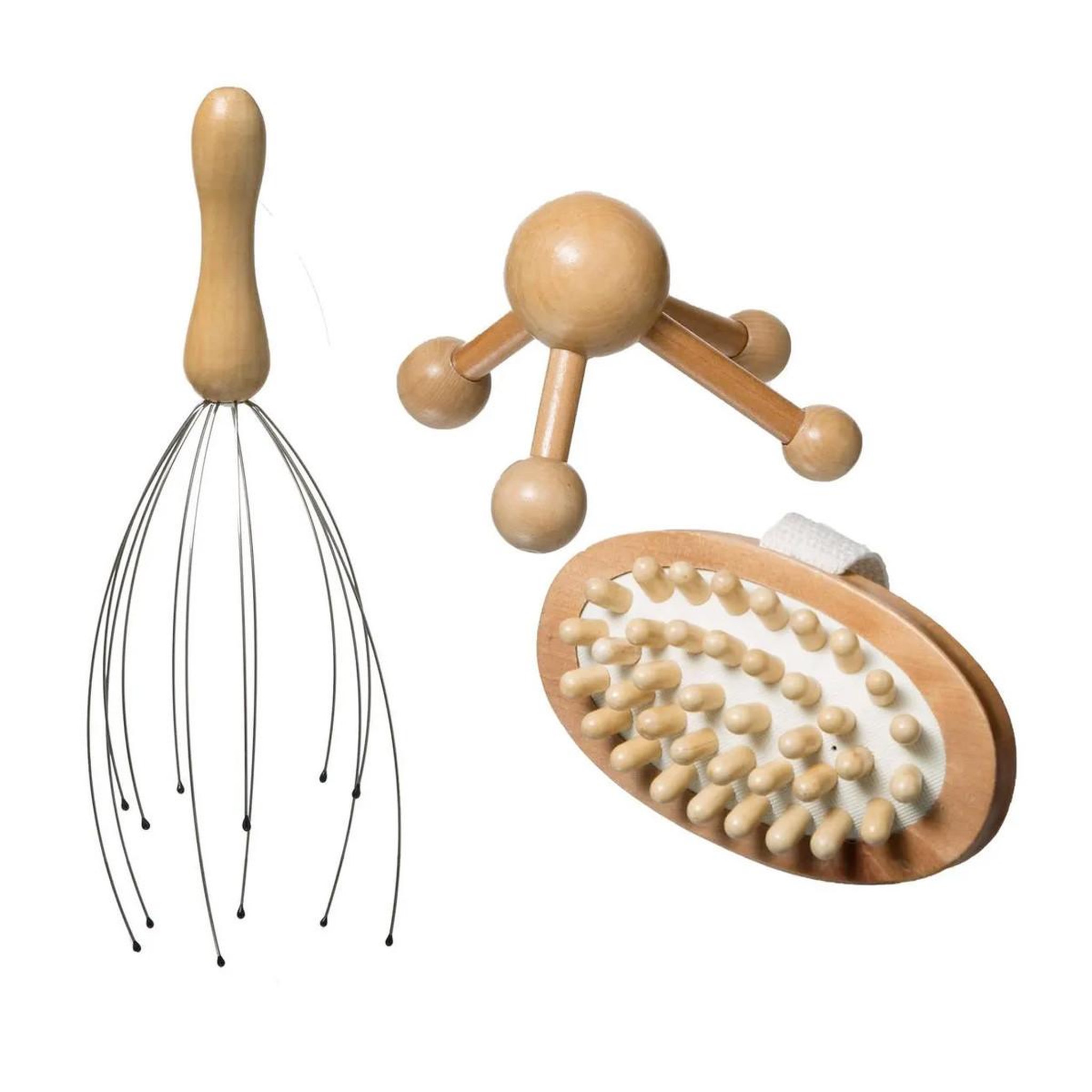 Body beauty Coffret massage 3 pièces  bois  25cm naturel
