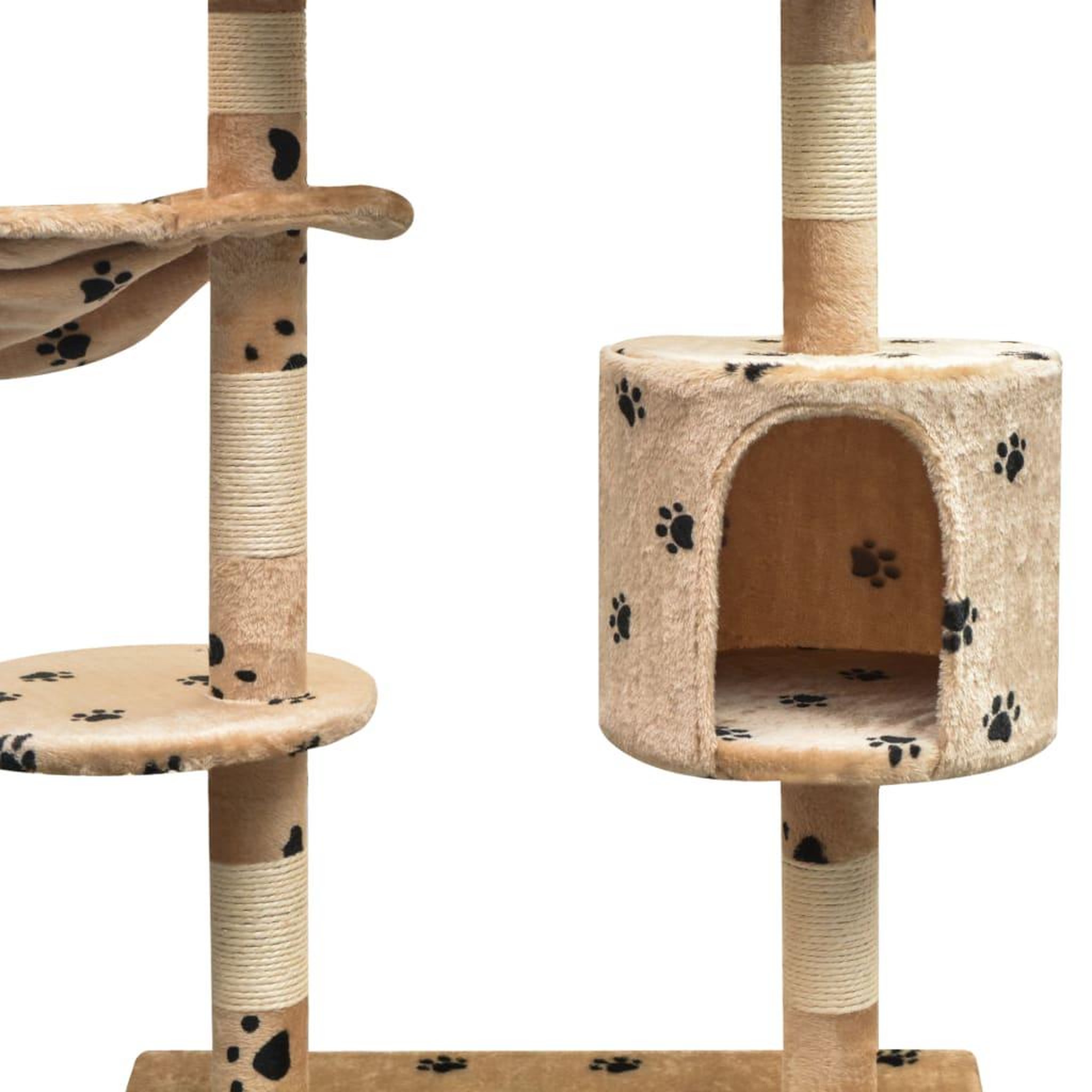 Voir la diapositive 3 : VIDAXL Arbre a chat et griffoir Sisal 125 cm Empreintes de pattes Beige