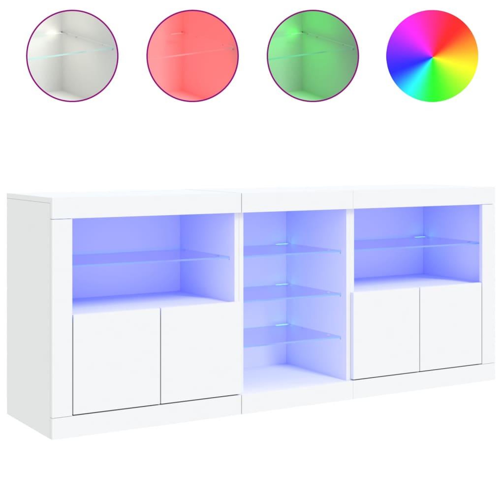 Voir la diapositive 5 : VIDAXL Buffet avec lumieres LED blanc 162x37x67 cm