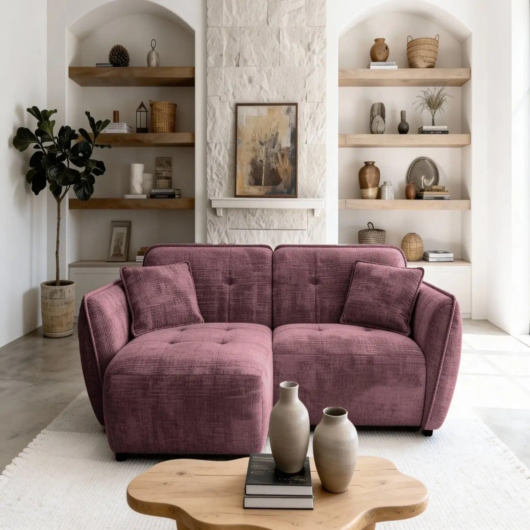 Voir la diapositive 3 : CASANOVA PARIS Mona - canapé d'angle tissu chenille 4 places droit